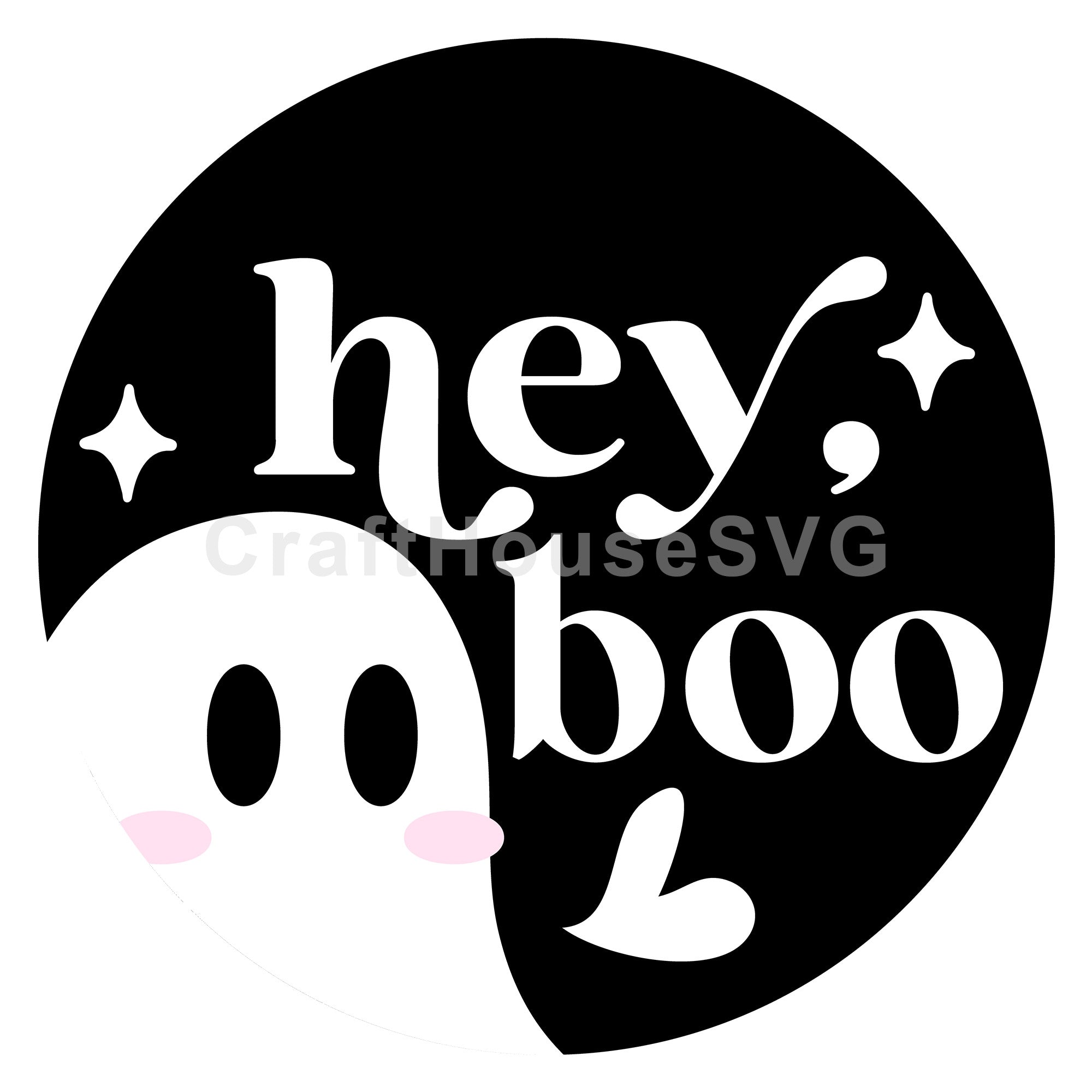 Hey Boo Halloween Round Sign SVG