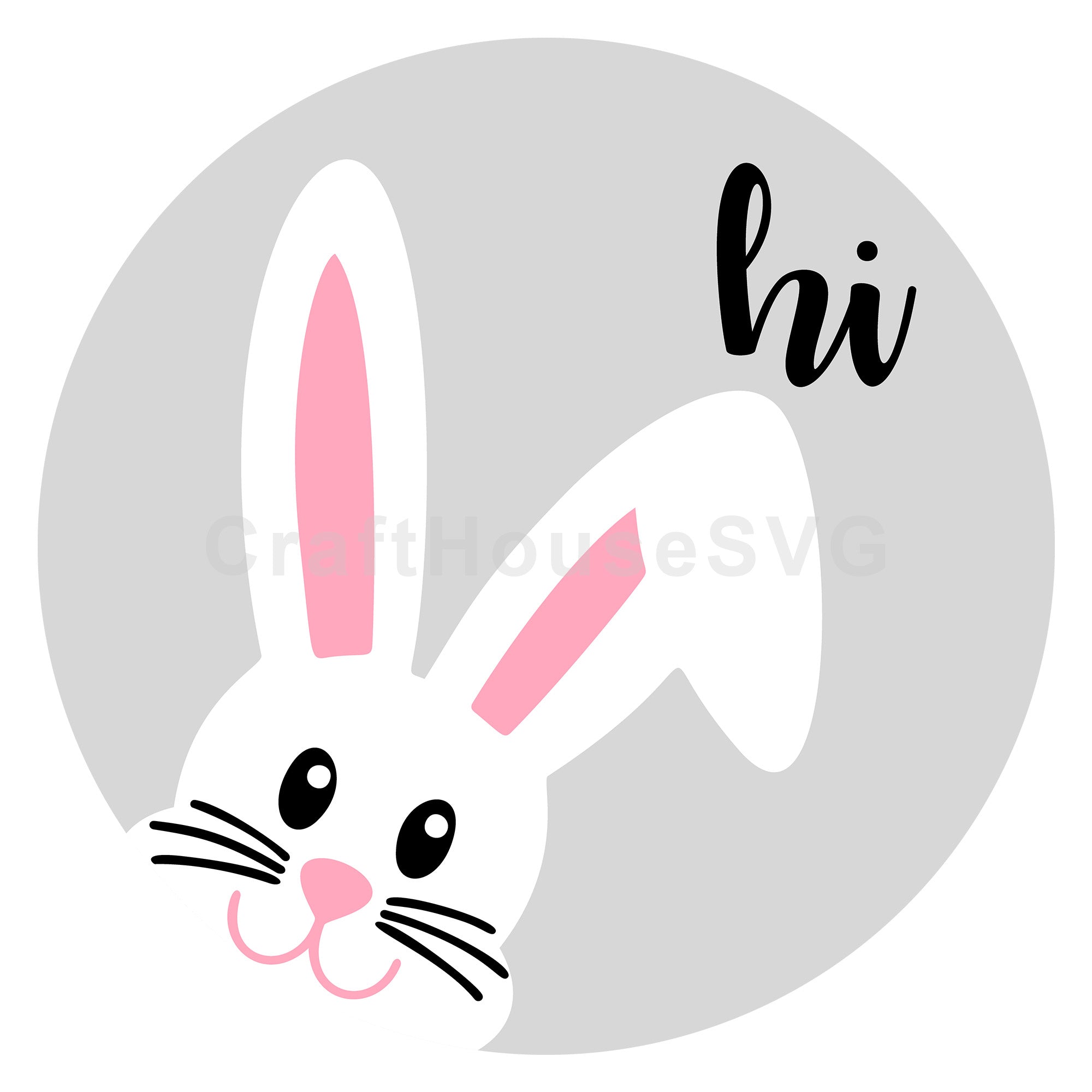 Hi Bunny Easter Round Sign SVG