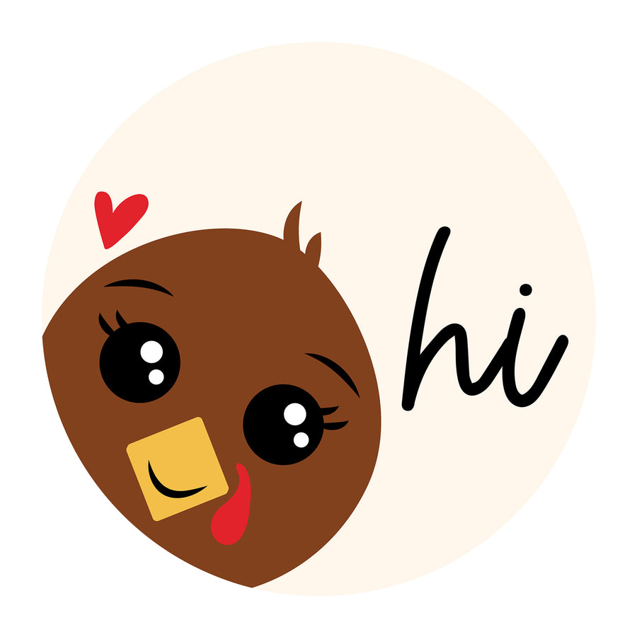 Hi Turkey Round SVG design for Cricut, Silhouette, laser cutting, vinyl, sublimation, Thanksgiving signs, and fall craft projects.