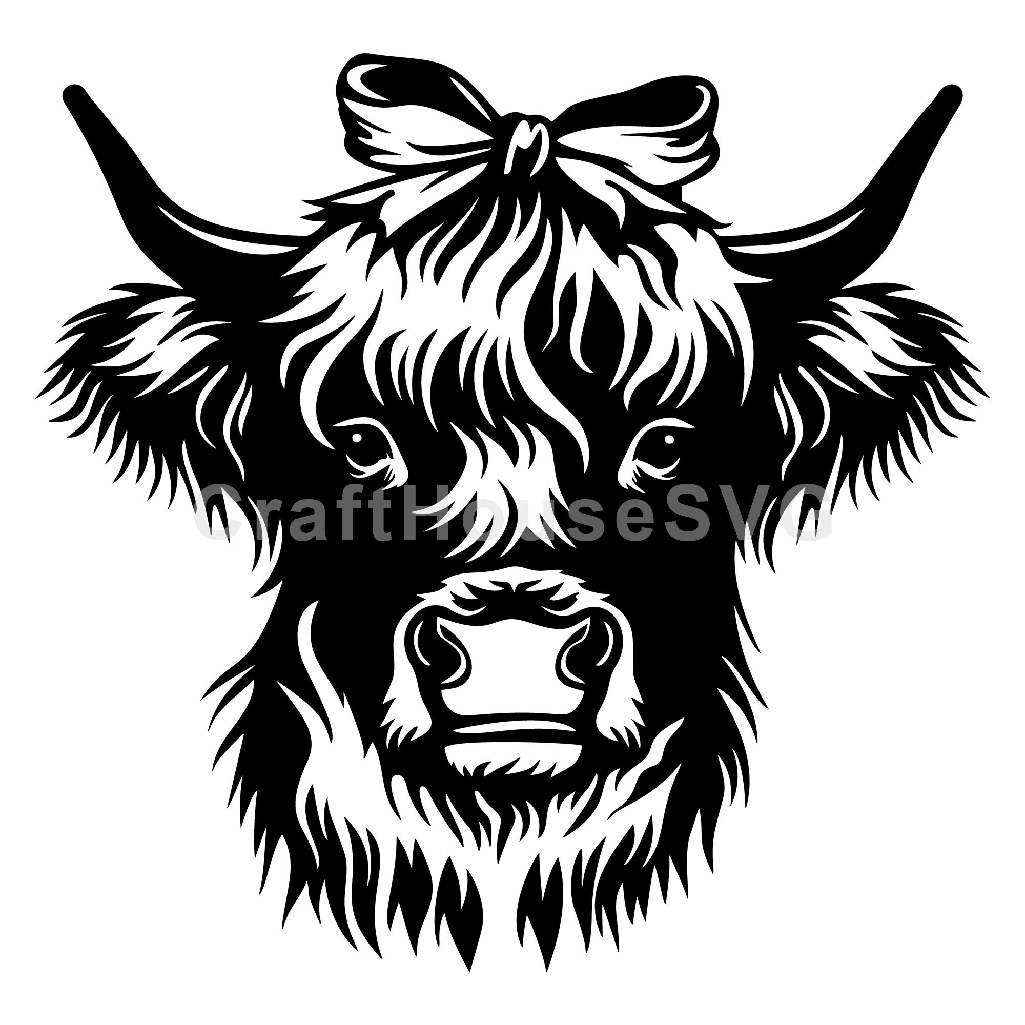 Highland Cow with Bow SVG