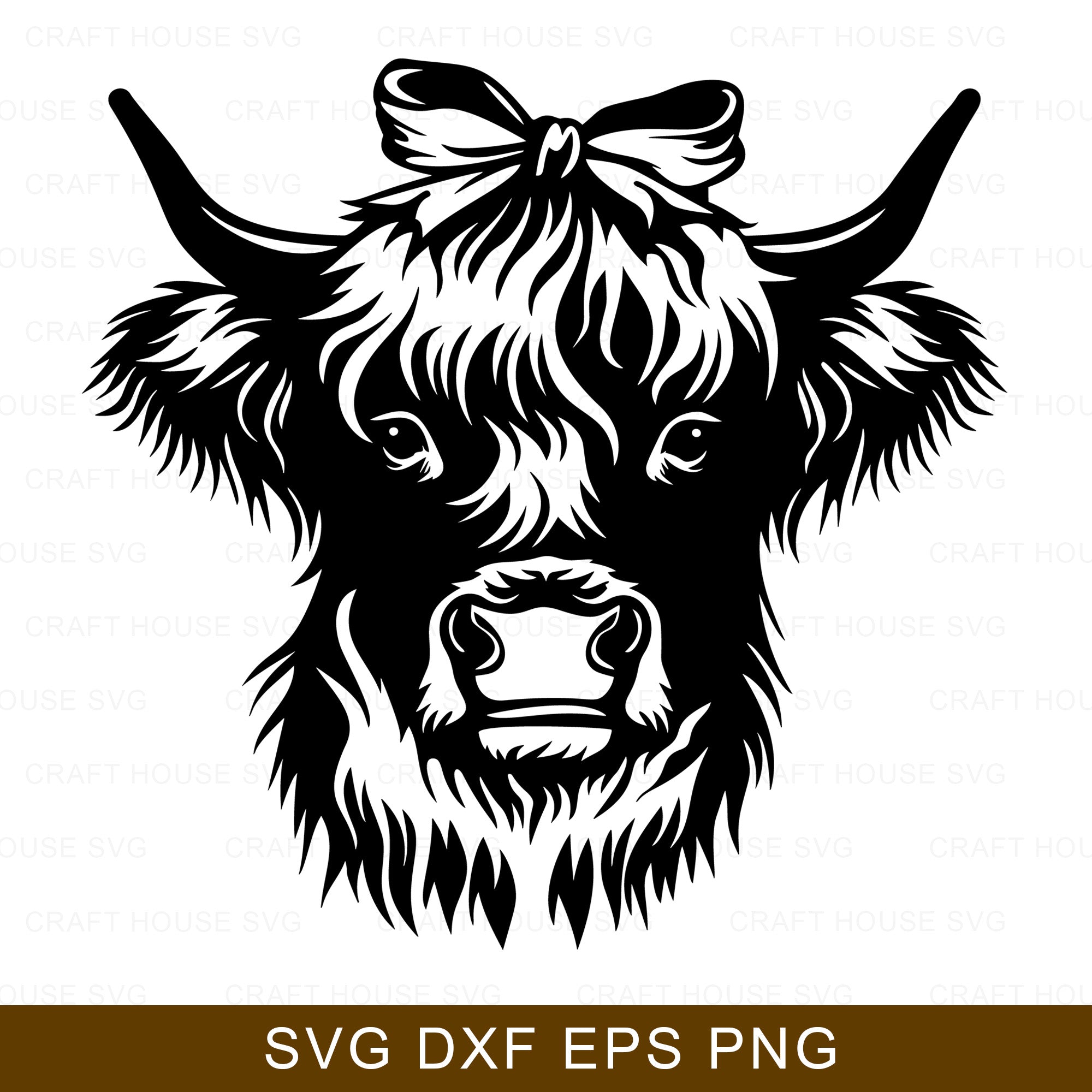 Highland Cow with Bow SVG
