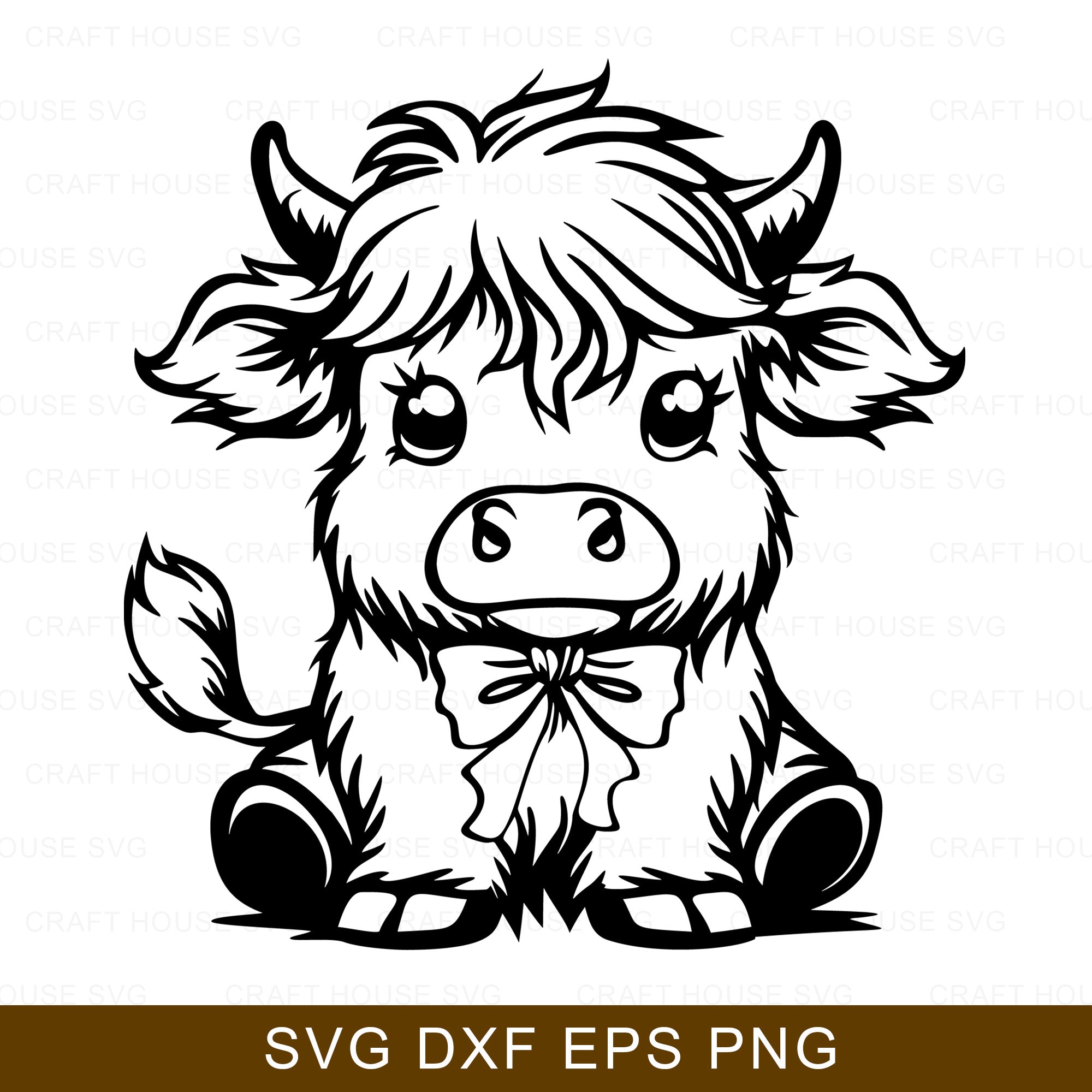 Cute Highland Cow SVG Commercial Use - Craft House SVG