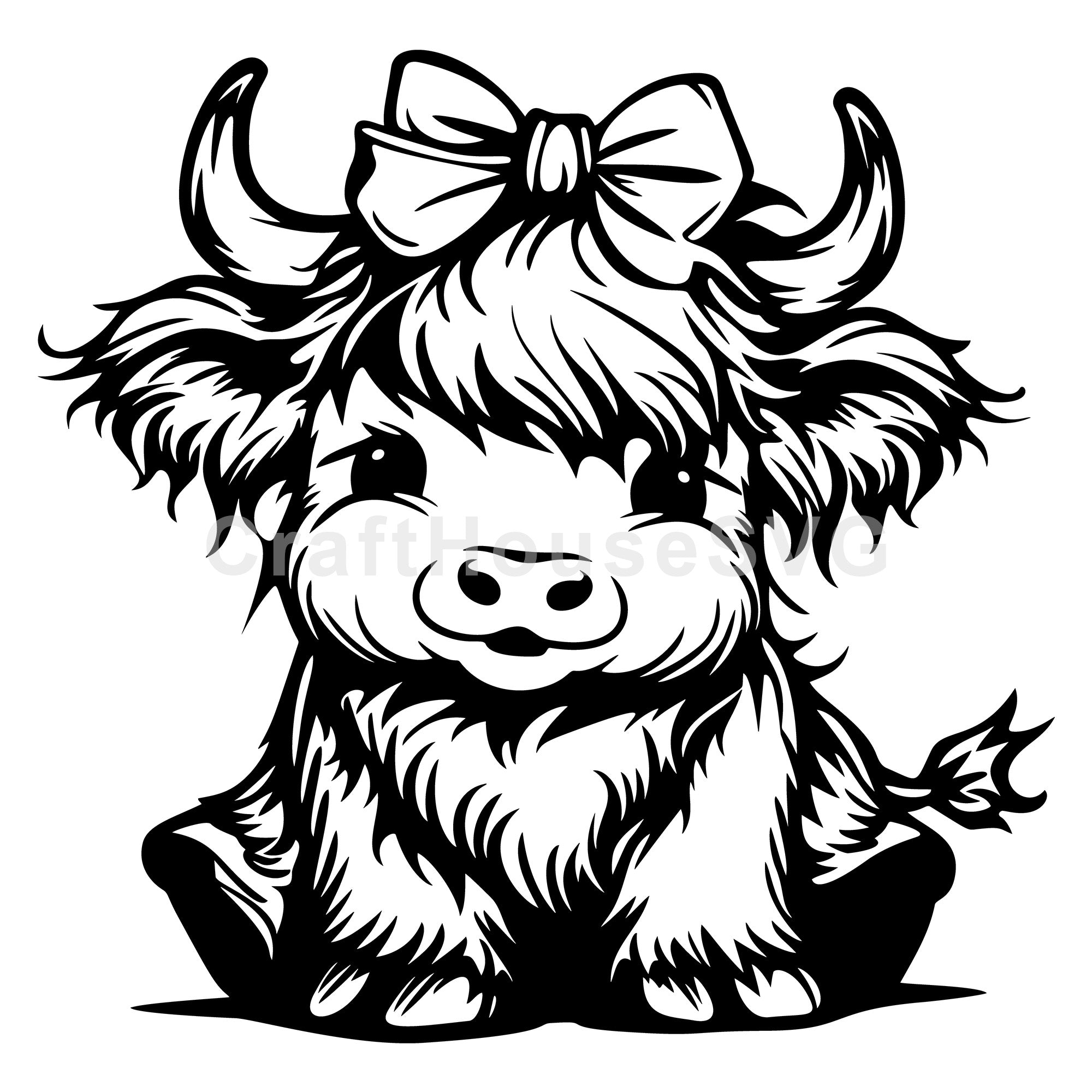 Cute Highland Cow with Bow SVG