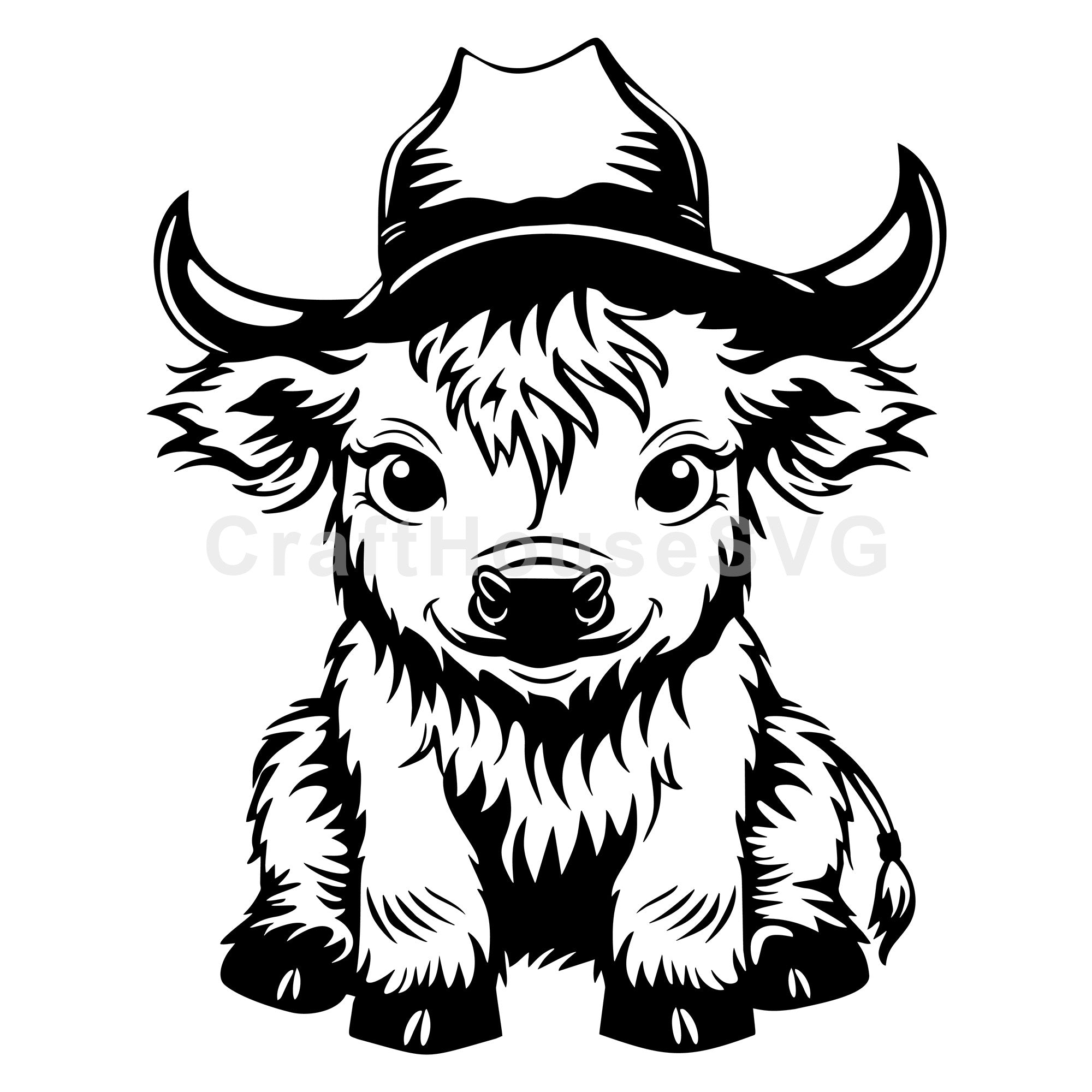 Highland Cow Wearing Cowboy Hat SVG