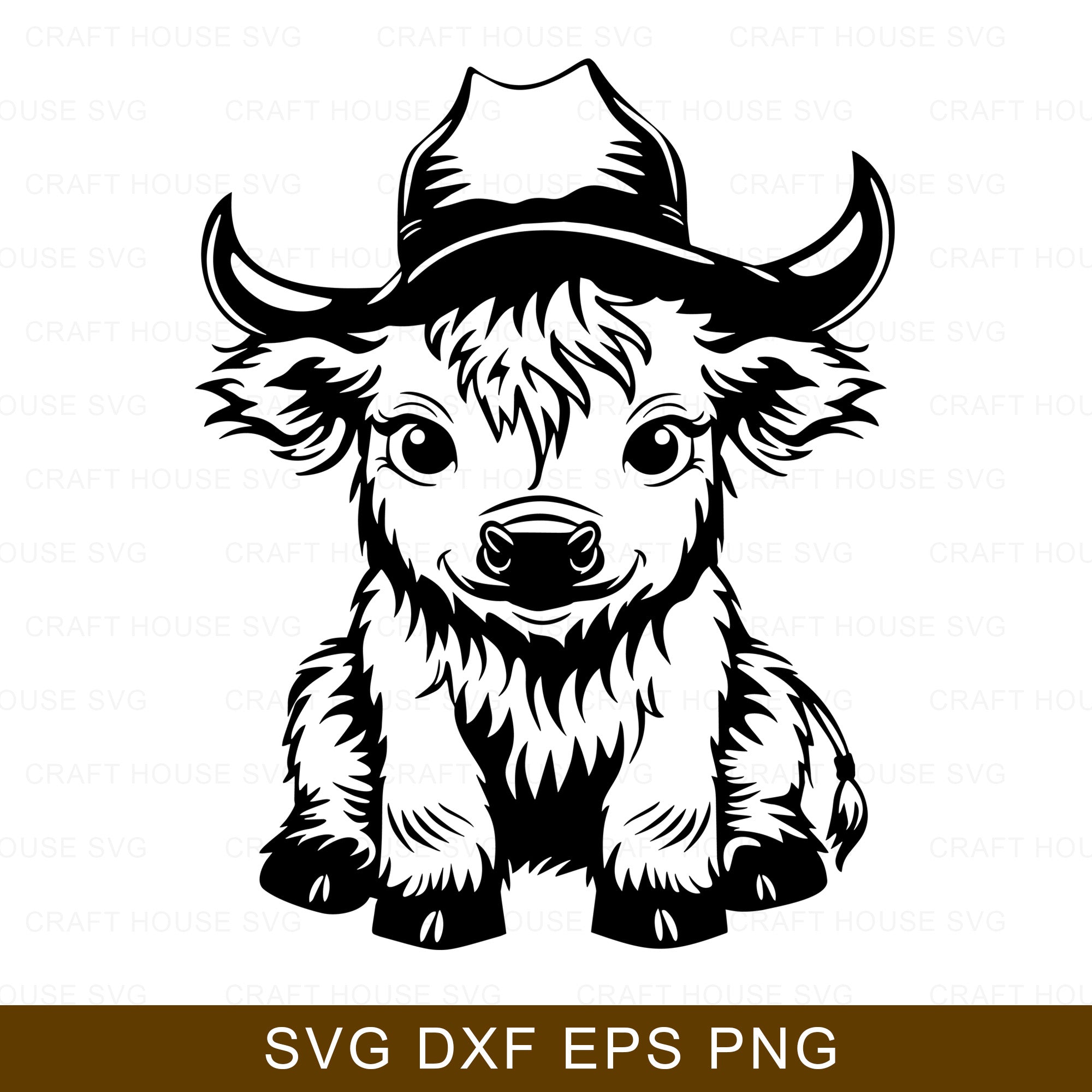 Highland Cow Wearing Cowboy Hat SVG