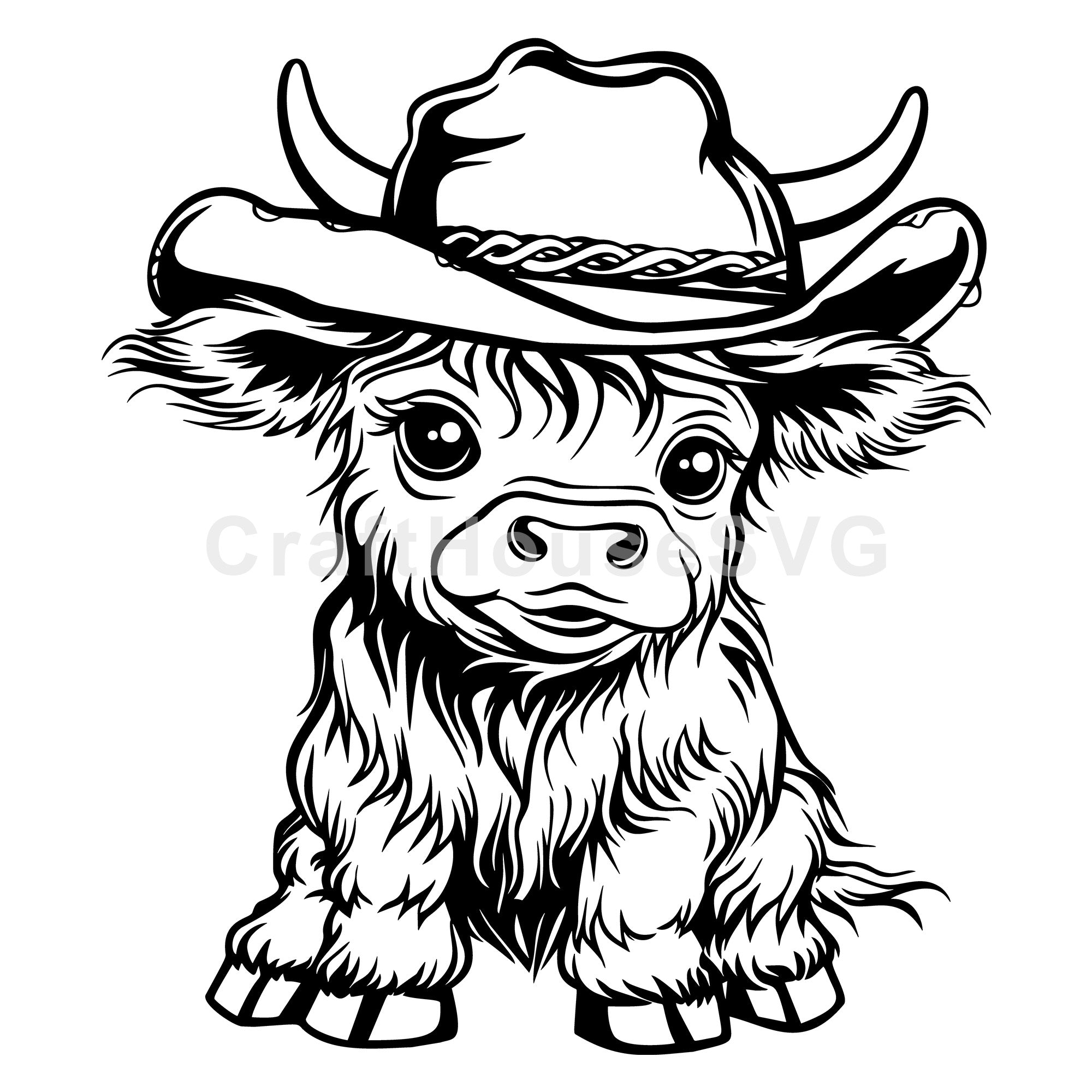 Highland Cow Cowboy Hat SVG