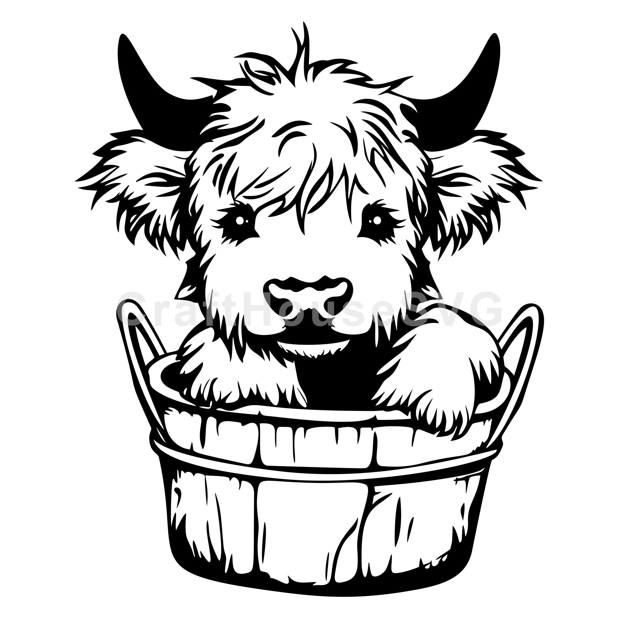 Highland Cow in Bucket SVG