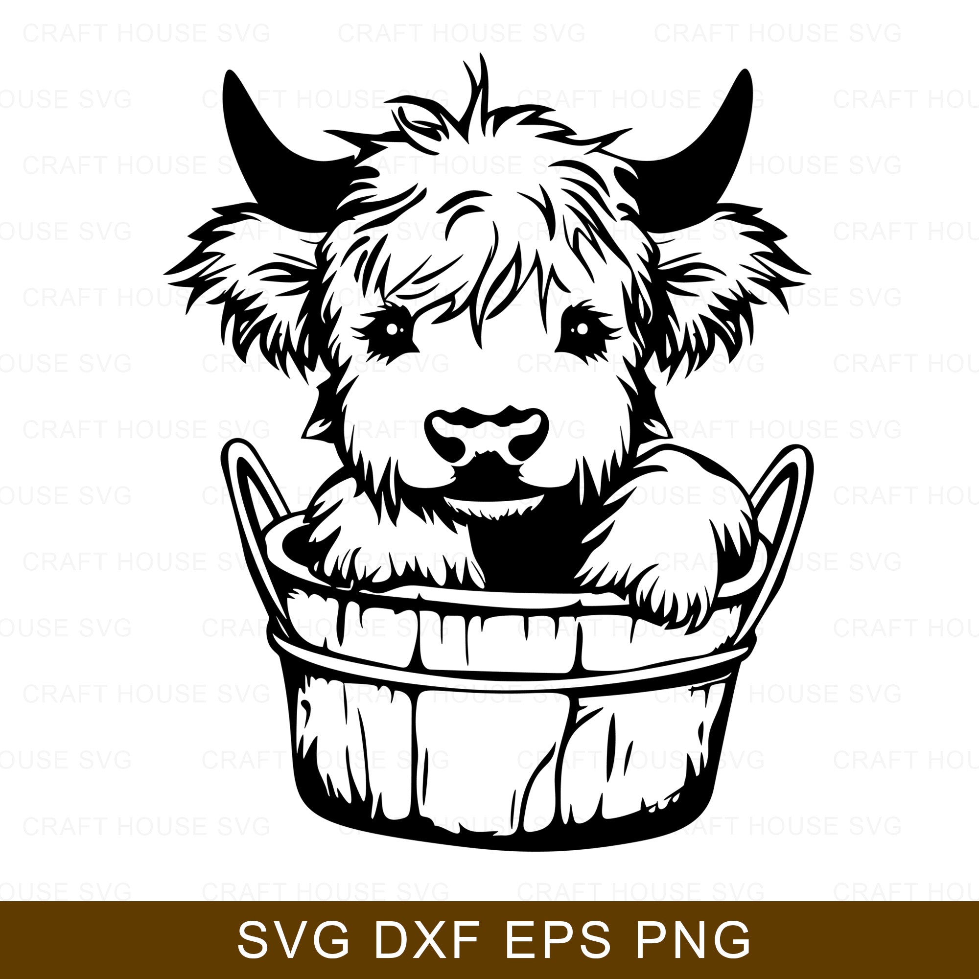 Highland Cow in Bucket SVG