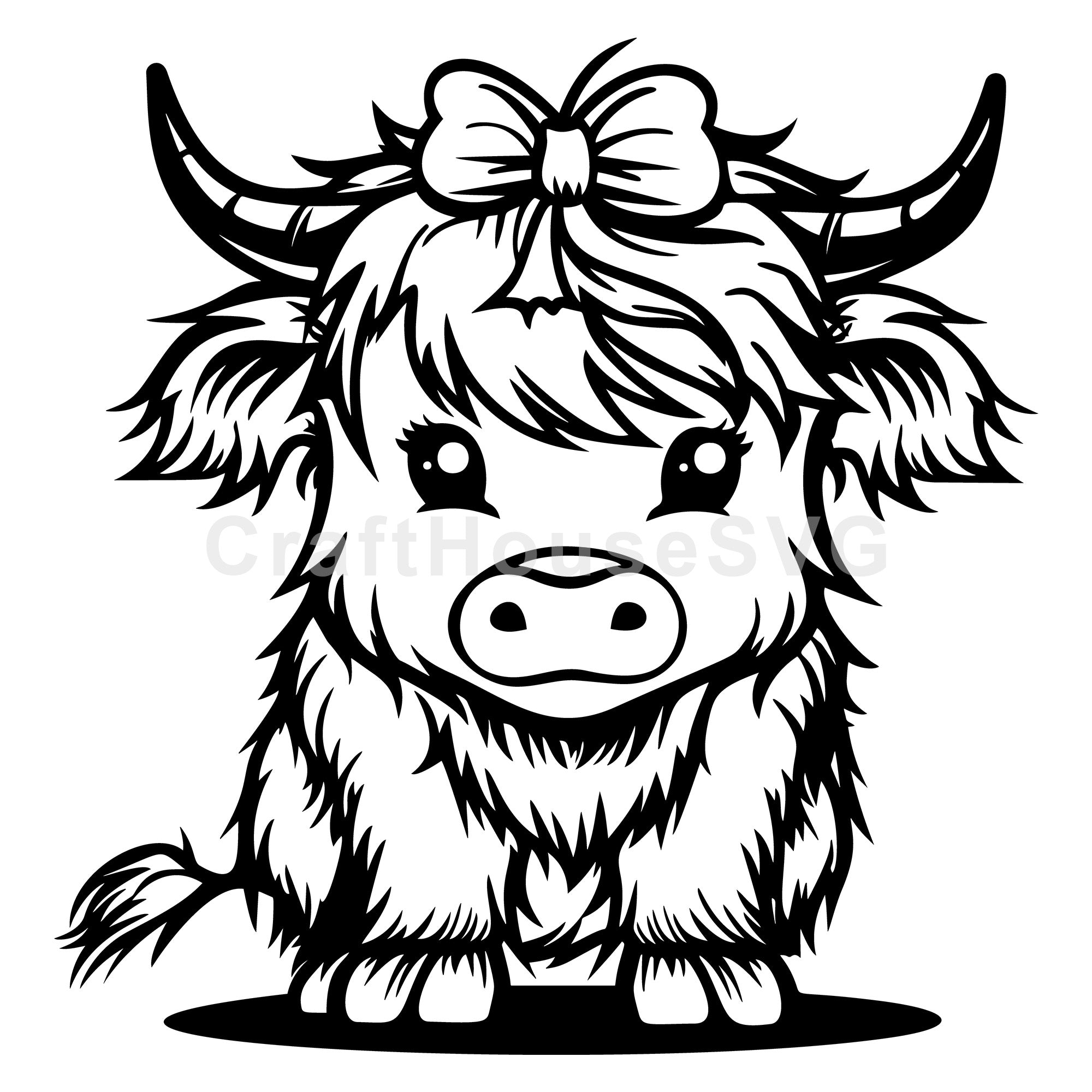 Cute Highland Cow with Bow SVG