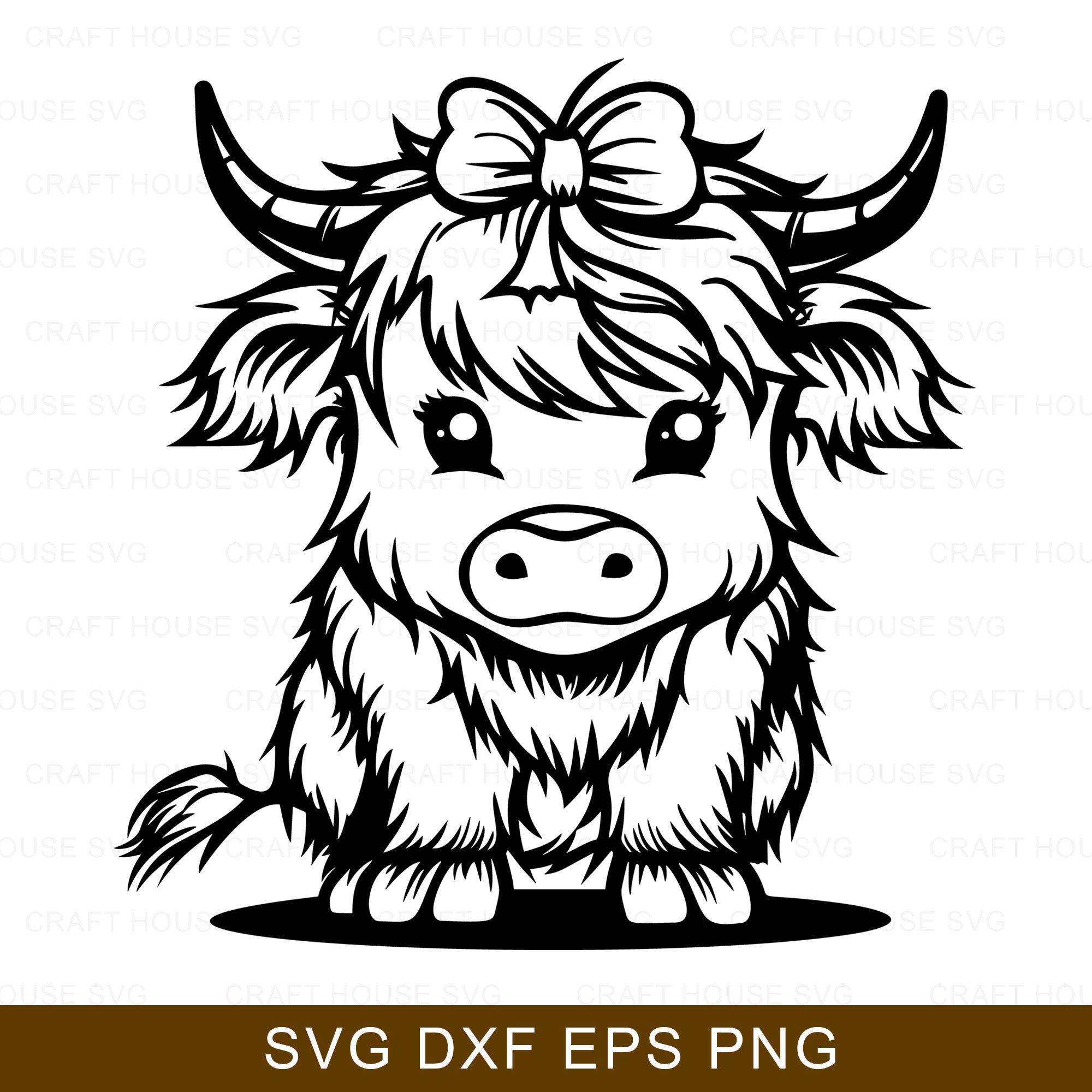 Cute Highland Cow with Bow SVG