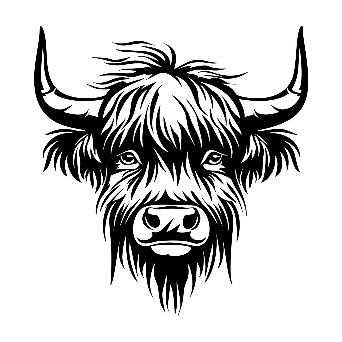 Highland Cow SVG design for Cricut, Silhouette, laser cutting, vinyl, sublimation, and craft projects.