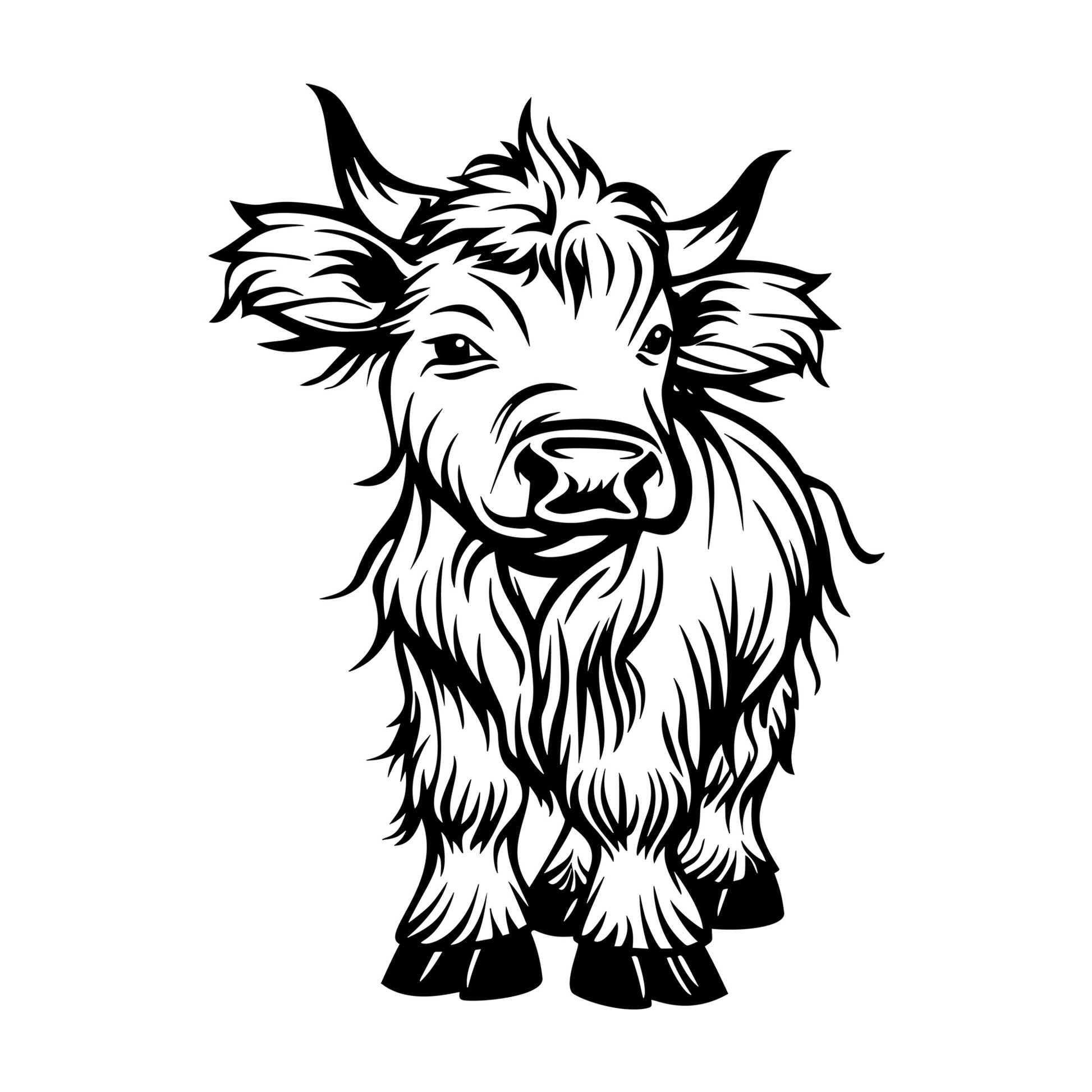 Highland Cow SVG design for Cricut, Silhouette, laser cutting, vinyl, sublimation, and craft projects.