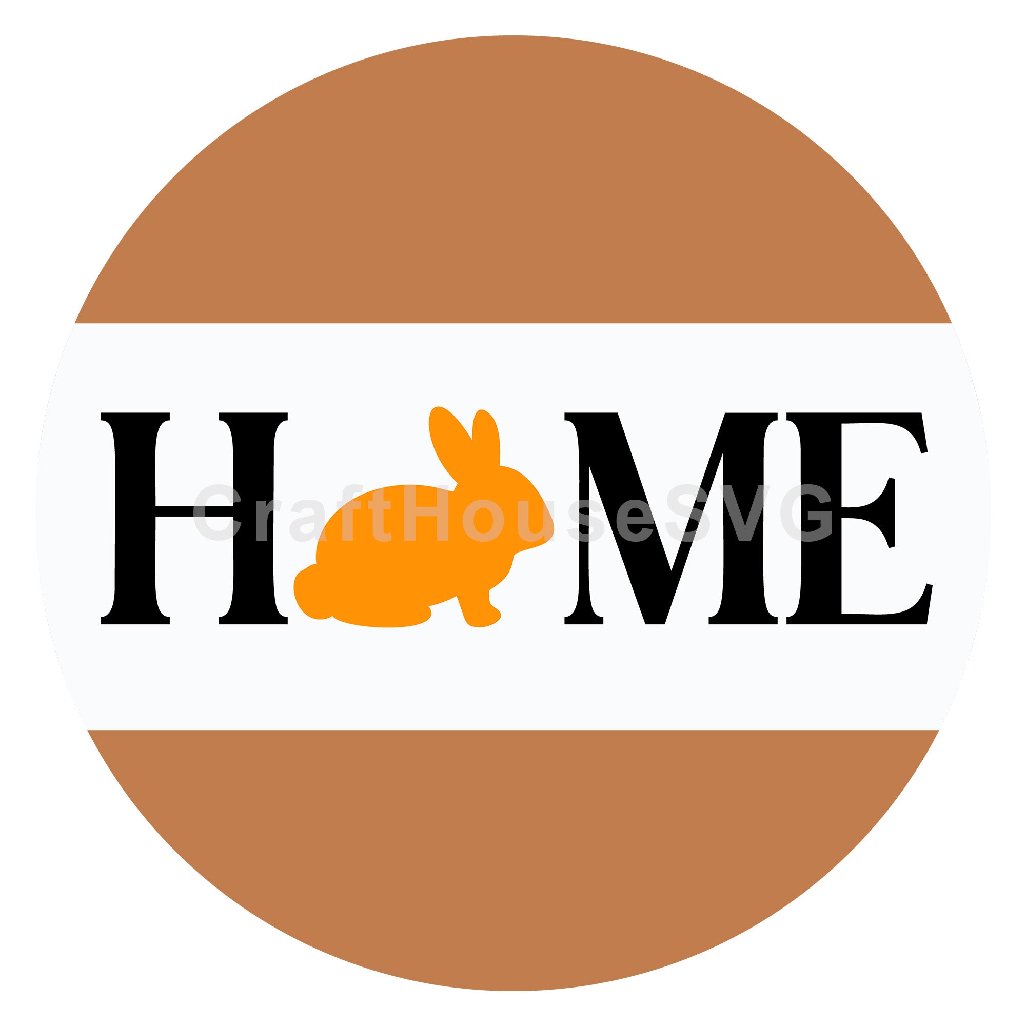 Home Bunny Easter Round Sign SVG