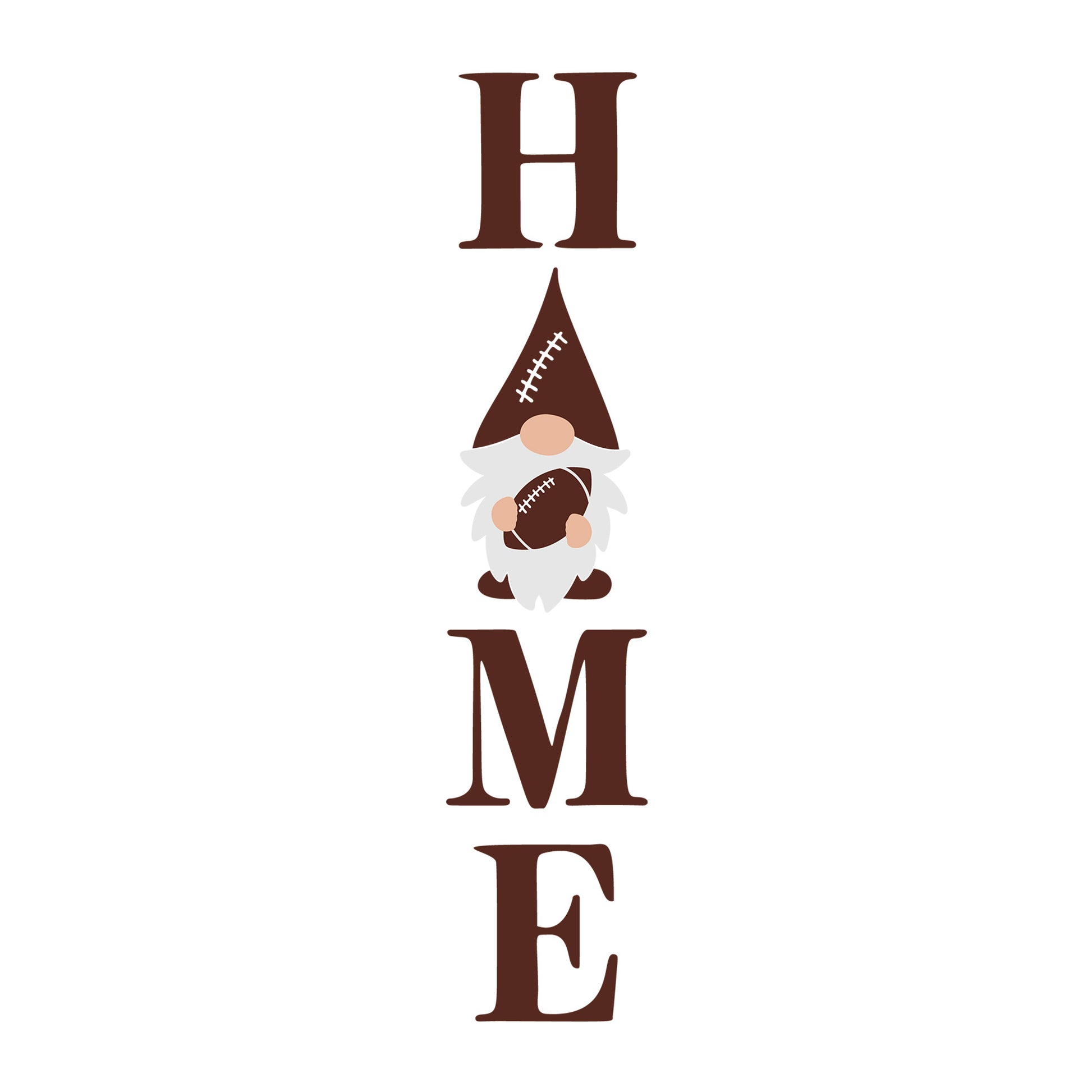 Home Gnome Football SVG design for Cricut, Silhouette, laser cutting, vinyl, sublimation, fall welcome signs, and autumn craft projects.