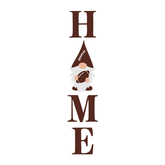 Home Gnome Football SVG design for Cricut, Silhouette, laser cutting, vinyl, sublimation, fall welcome signs, and autumn craft projects.