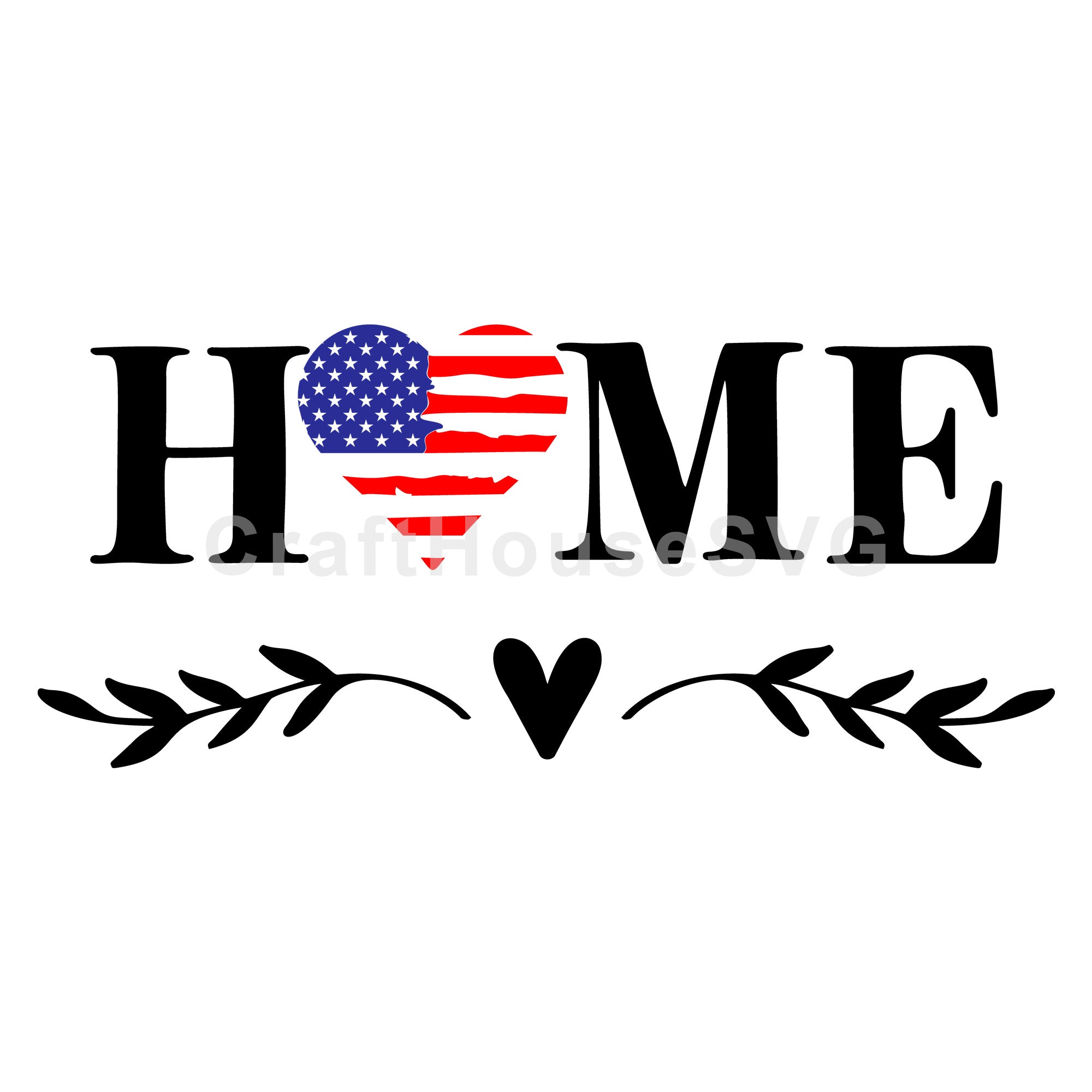 Home Heart US Flag SVG