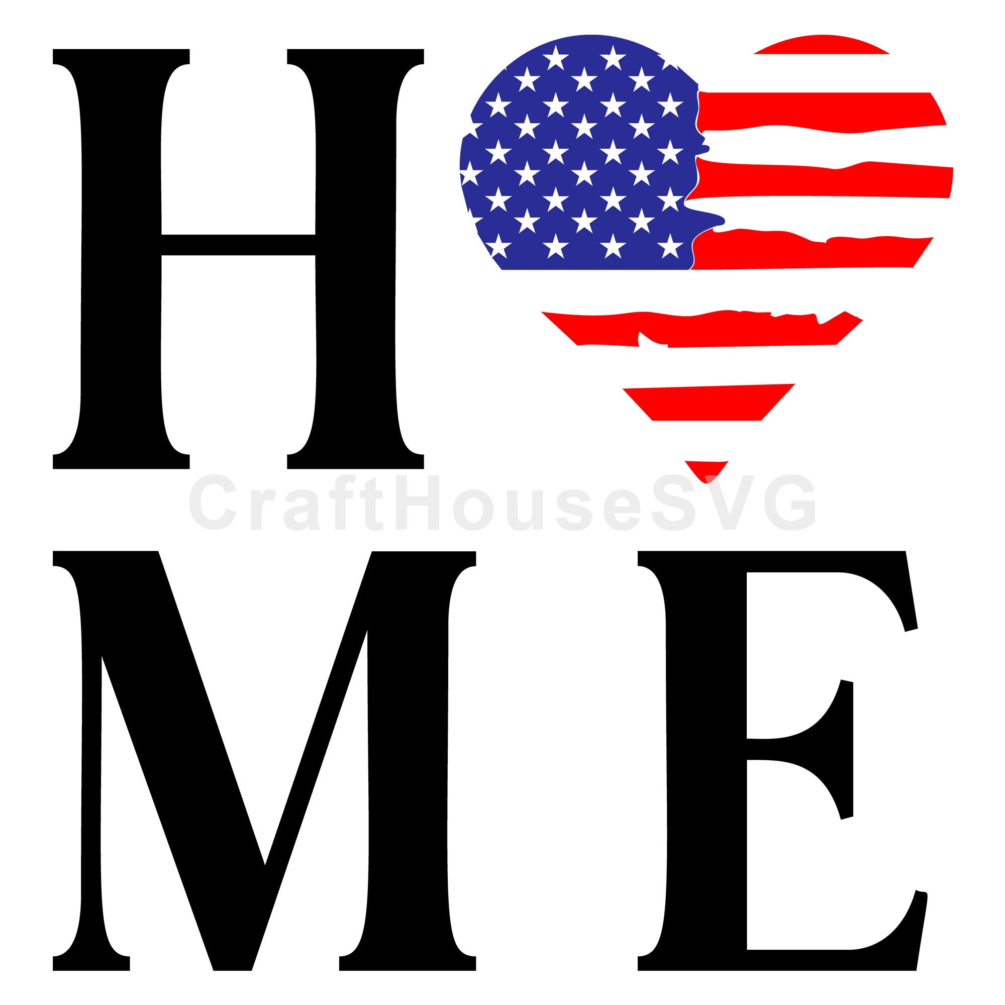 Home Heart US Flag Square Sign SVG