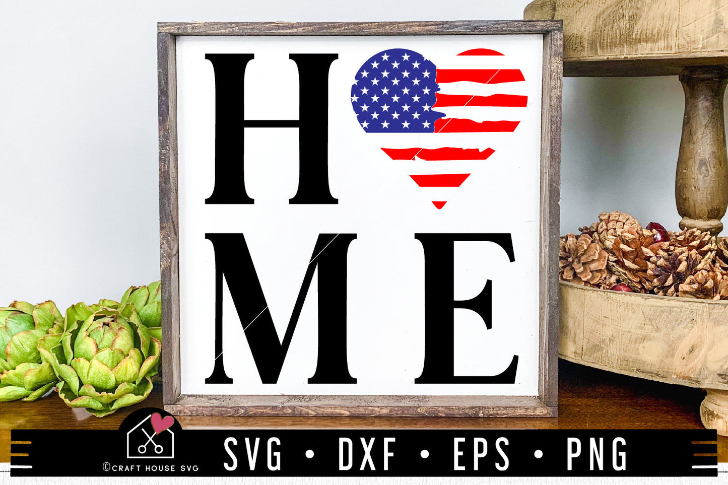 FREE HOME Heart Patriotic Flag SVG 4th of July Sign Design Cut Files