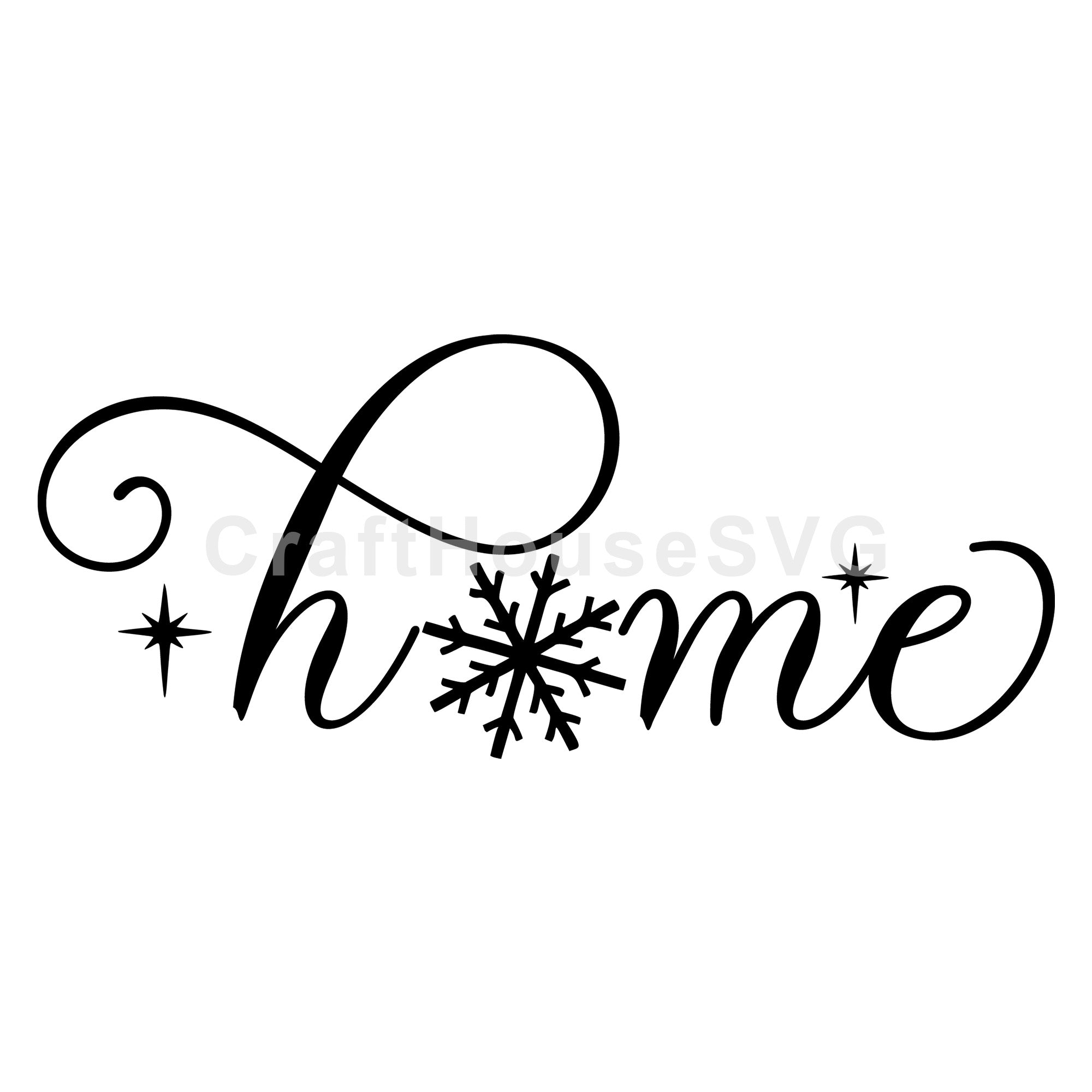 Home Winter Christmas Round Sign SVG