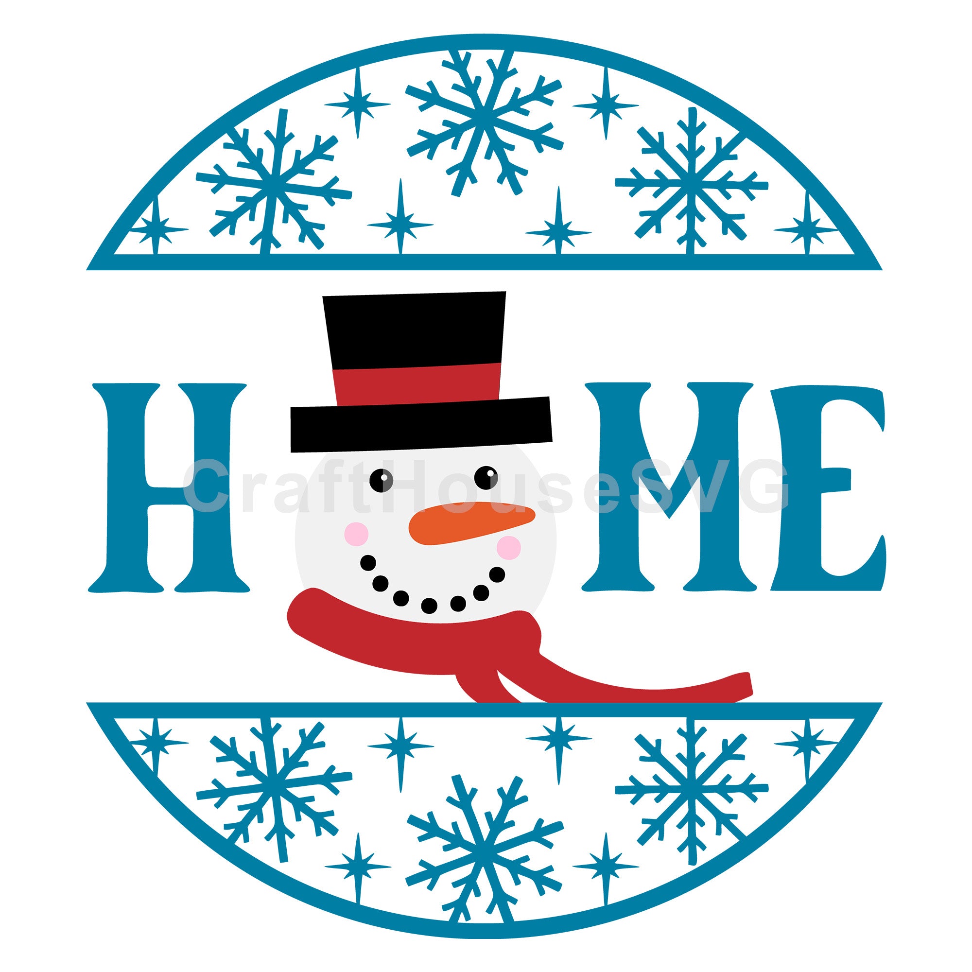 Home Snowman Round Sign SVG