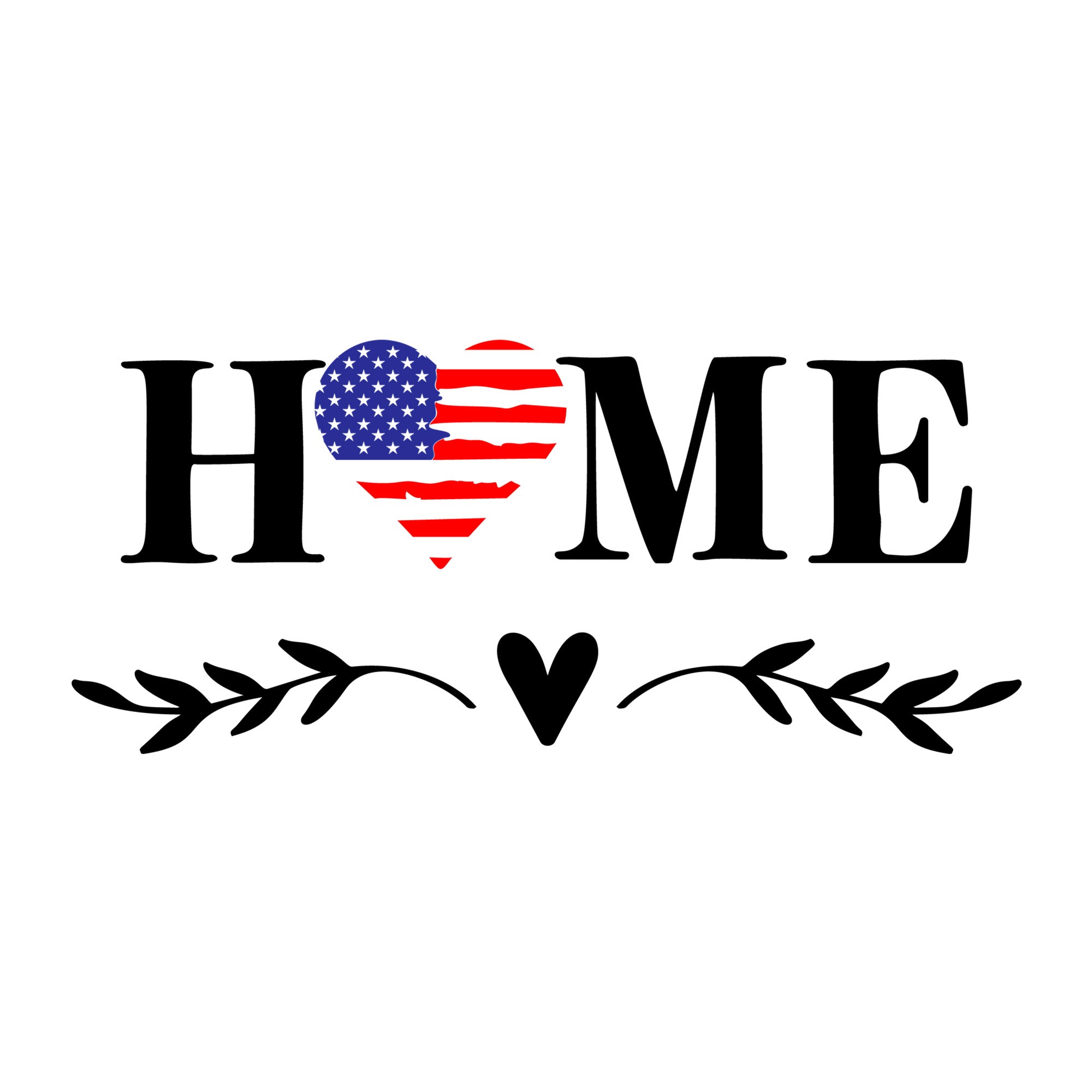 Home Heart US Flag SVG design for Cricut, Silhouette, laser cutting, vinyl, sublimation, and patriotic craft projects.