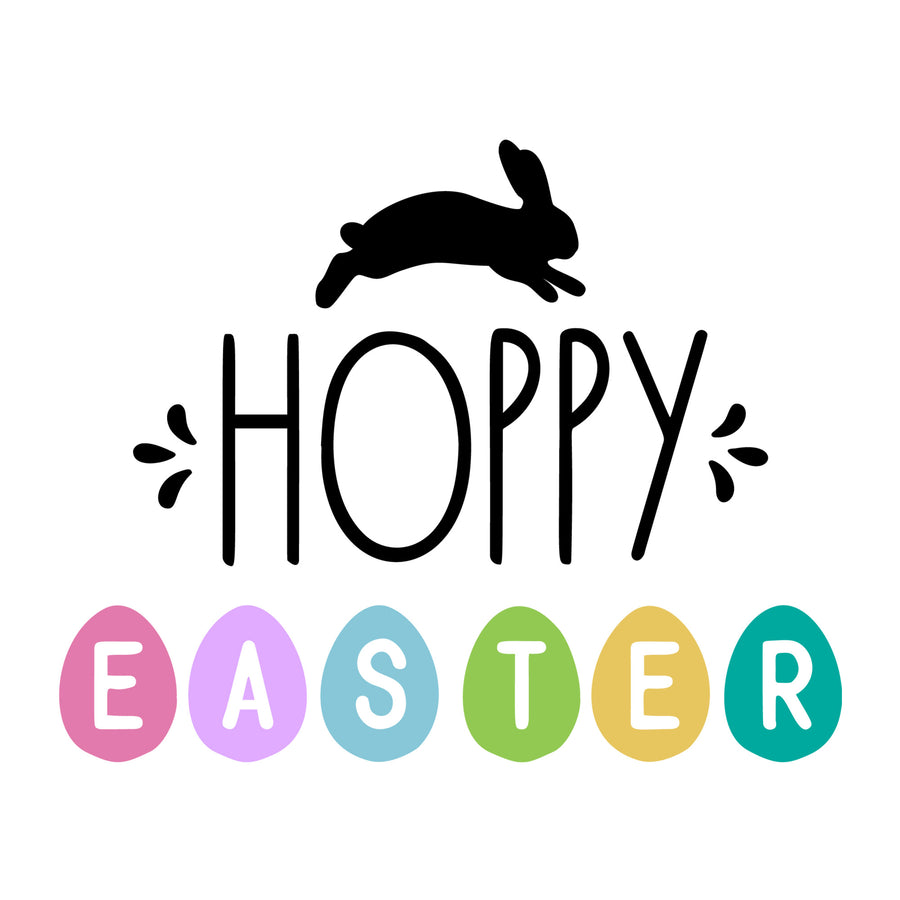 Hoppy Easter SVG design for Cricut, Silhouette, laser cutting and Easter crafts.