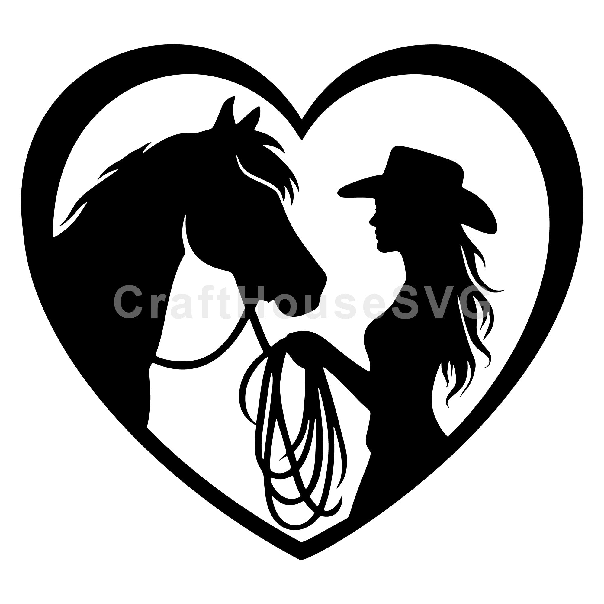 Horse Cowgirl Heart SVG