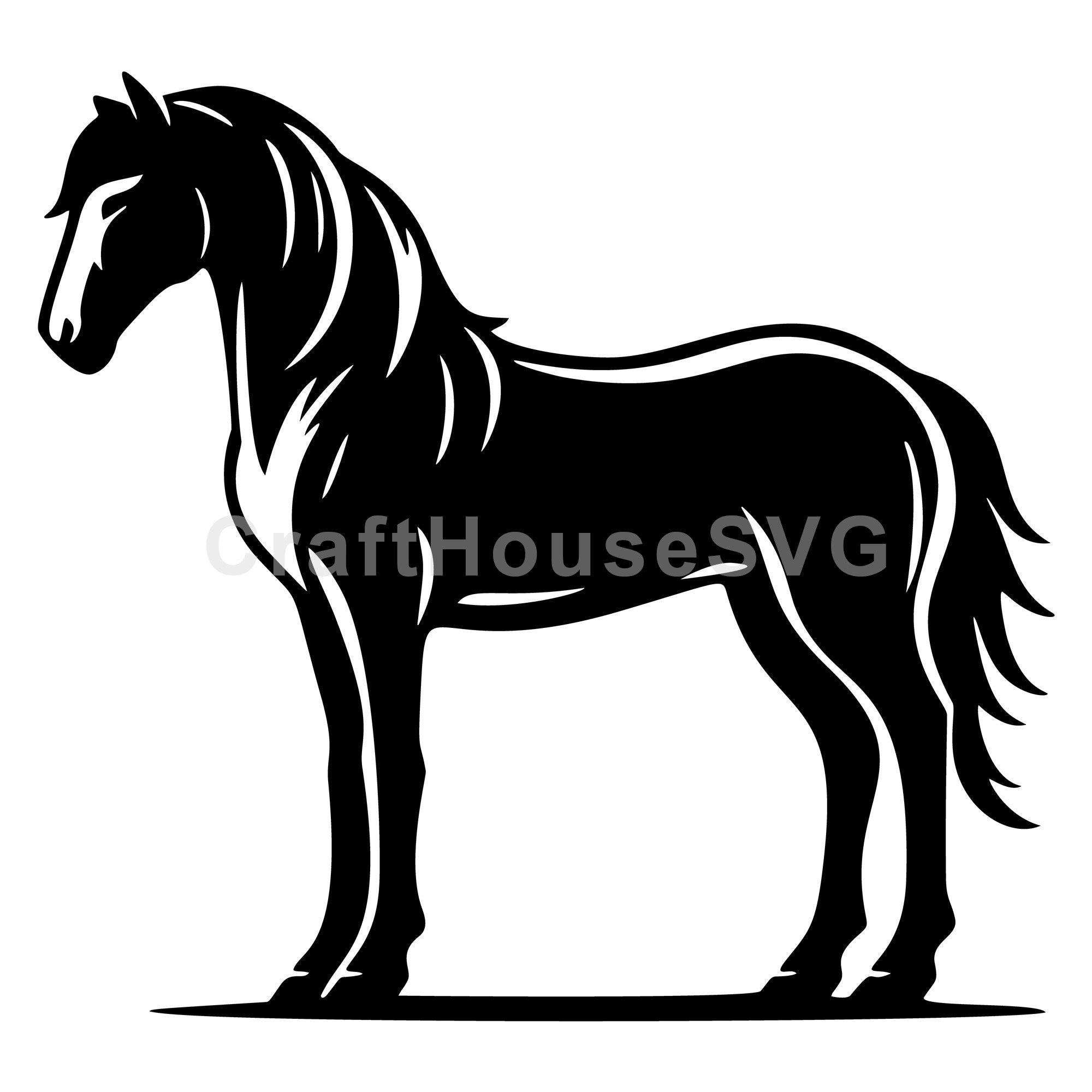 Horse Standing Side View SVG