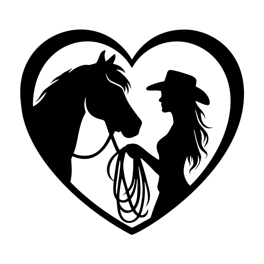 Horse Cowgirl Heart SVG design for Cricut, Silhouette, laser cutting, vinyl, sublimation, and craft projects.