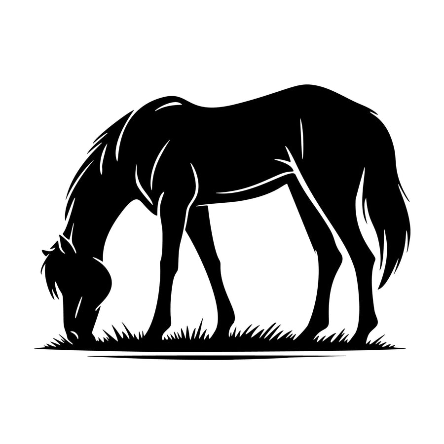 Horse Eating Grass SVG design for Cricut, Silhouette, laser cutting, vinyl, sublimation, and craft projects.
