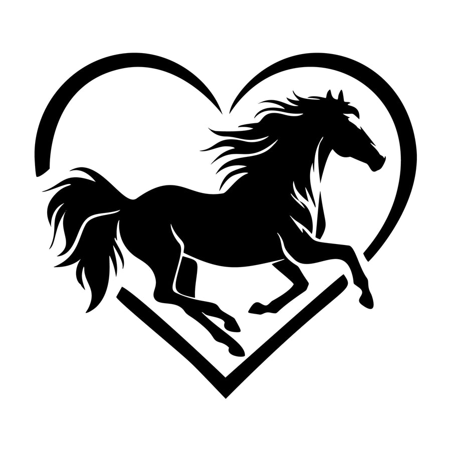 Horse Heart Shape SVG design for Cricut, Silhouette, laser cutting, vinyl, sublimation, and craft projects.