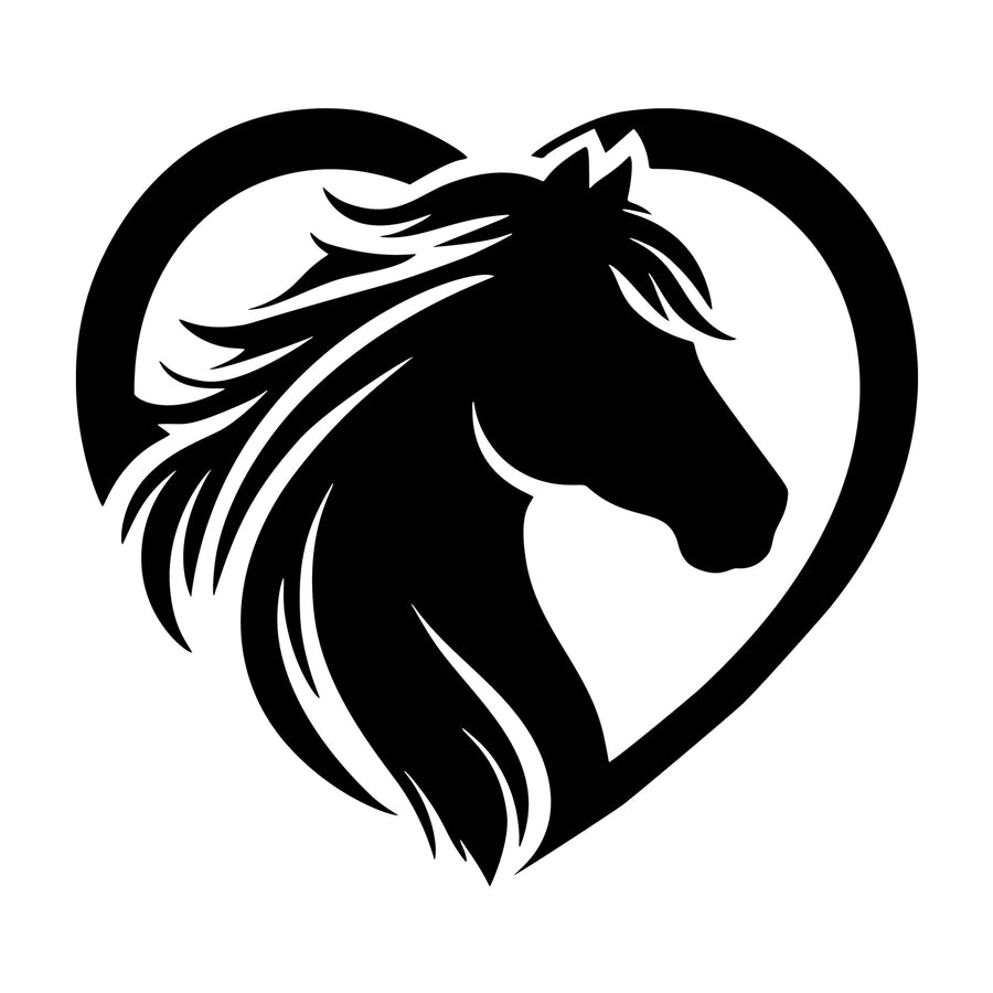 Horse Heart Shape Flowing Mane SVG design for Cricut, Silhouette, laser cutting, vinyl, sublimation, and craft projects.
