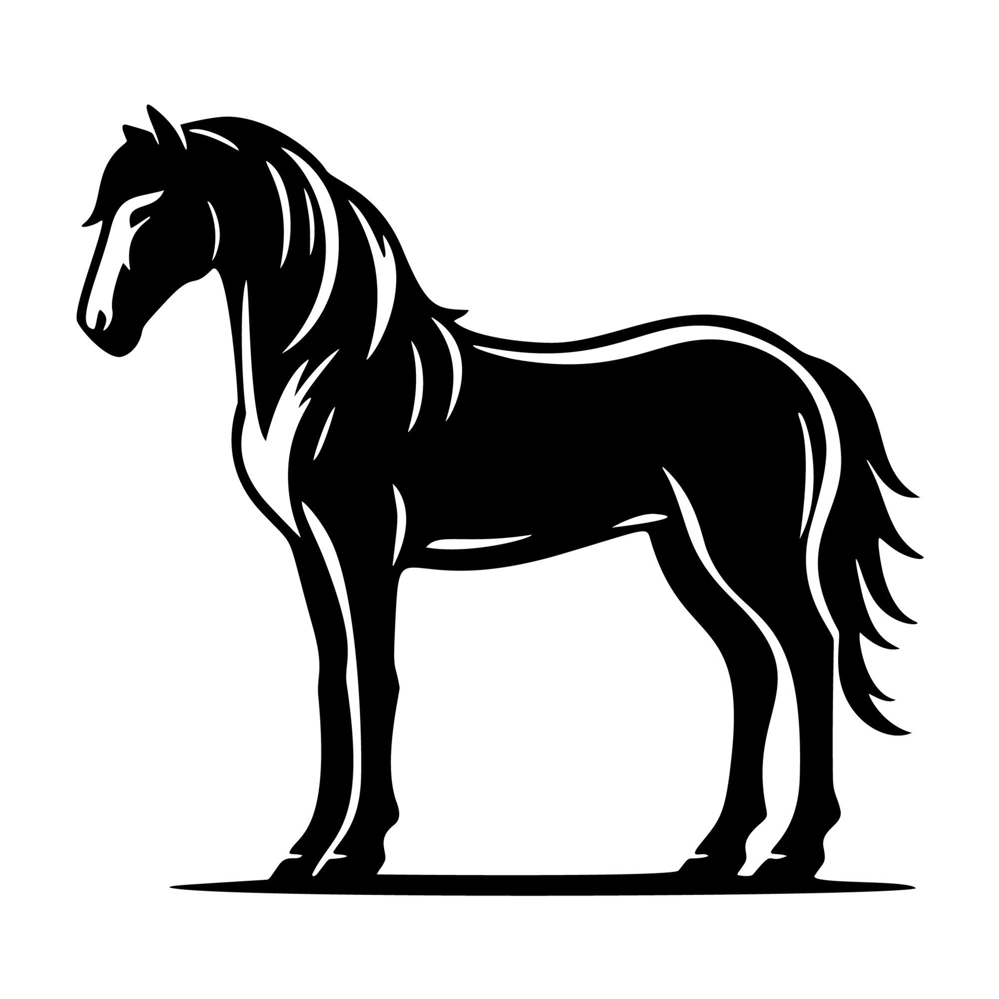 Horse Standing Side View SVG design for Cricut, Silhouette, laser cutting, vinyl, sublimation, and craft projects.
