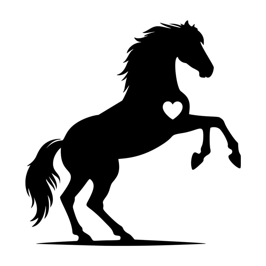 Horse bucking heart SVG design for Cricut, Silhouette, laser cutting, vinyl, sublimation, and craft projects.