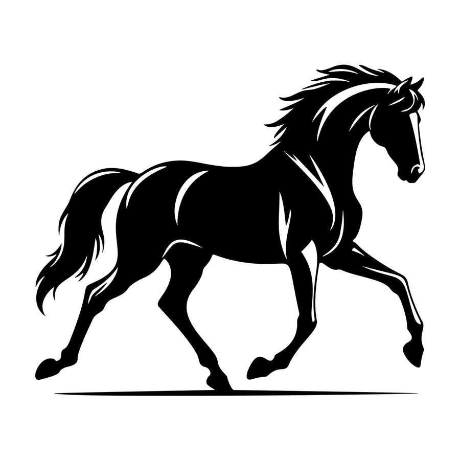 Horse cantering side view SVG design for Cricut, Silhouette, laser cutting, vinyl, sublimation, and craft projects.