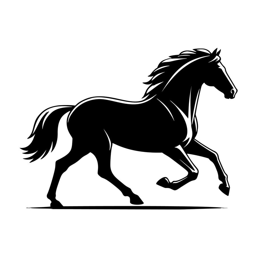 Horse galloping side view SVG design for Cricut, Silhouette, laser cutting, vinyl, sublimation, and craft projects.