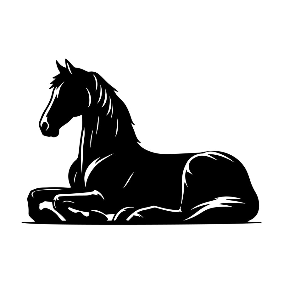 Horse lying down SVG design for Cricut, Silhouette, laser cutting, vinyl, sublimation, and craft projects.