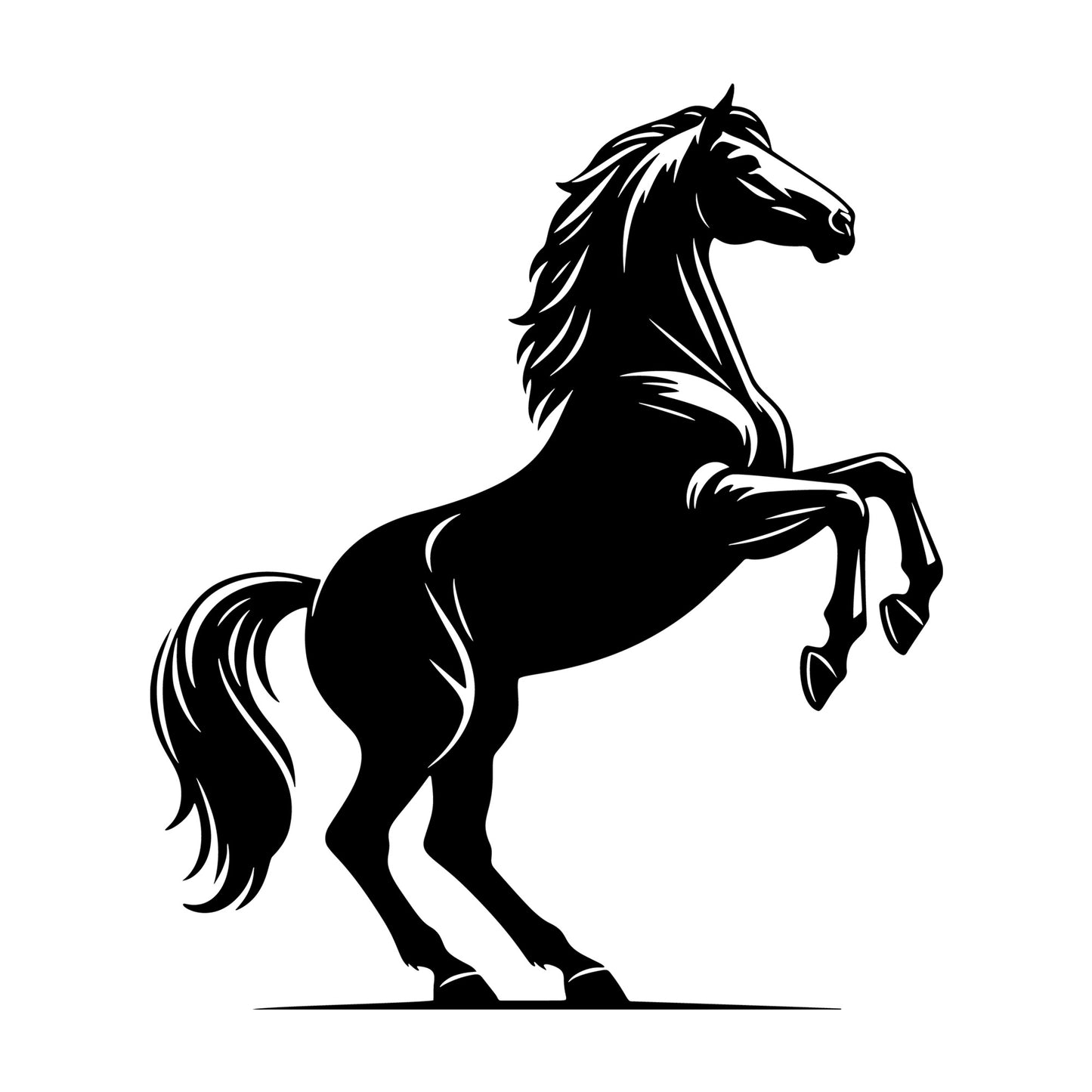 Horse rearing up side view SVG design for Cricut, Silhouette, laser cutting, vinyl, sublimation, and craft projects.