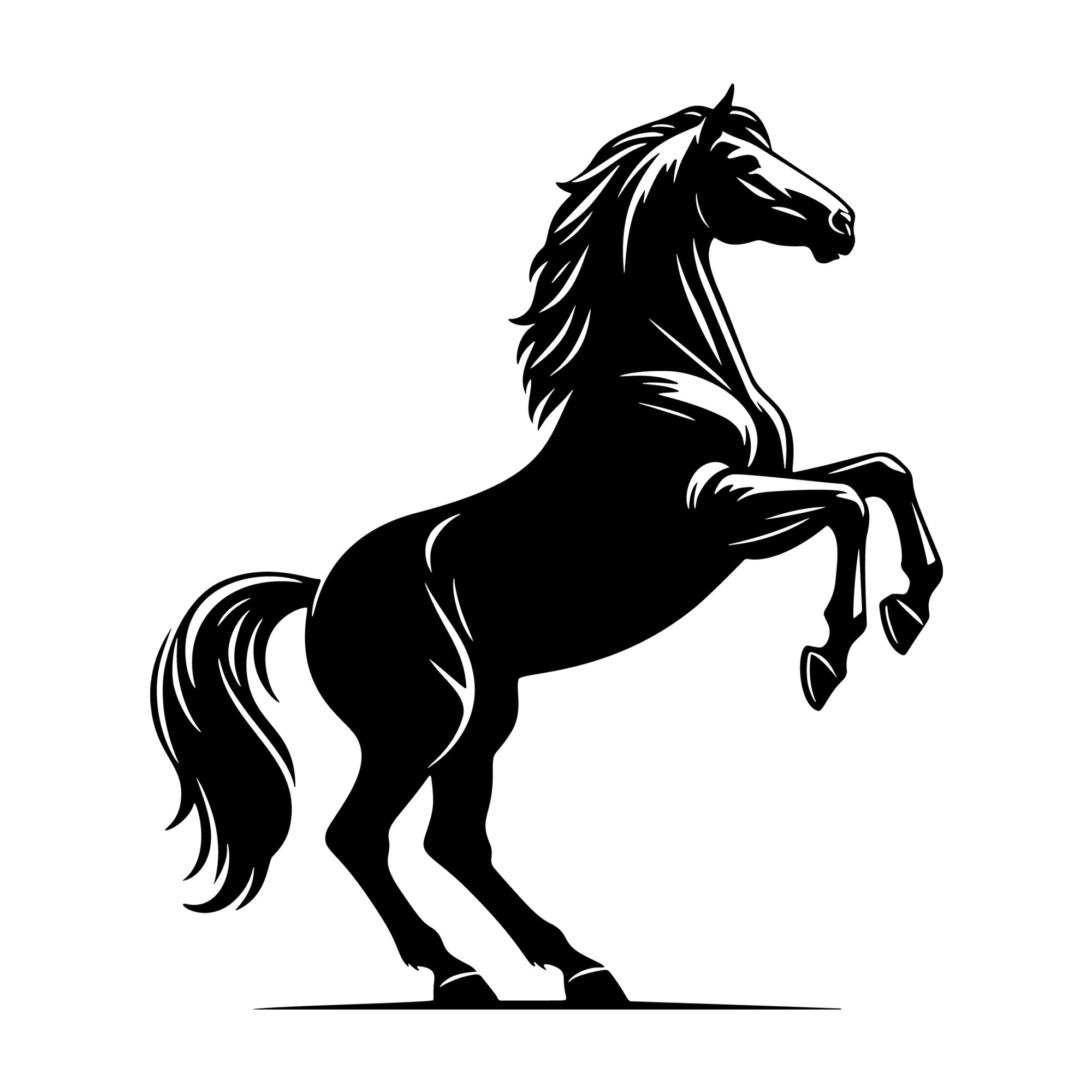 Horse rearing up side view SVG design for Cricut, Silhouette, laser cutting, vinyl, sublimation, and craft projects.