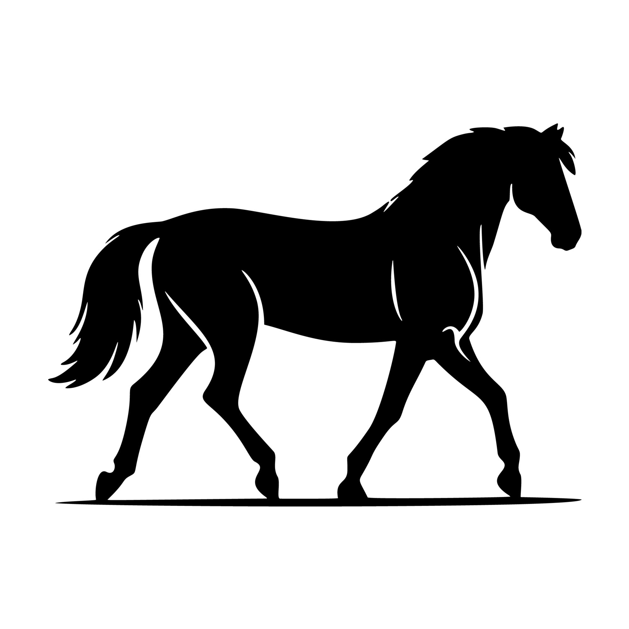 Horse walking side view SVG design for Cricut, Silhouette, laser cutting, vinyl, sublimation, and craft projects.