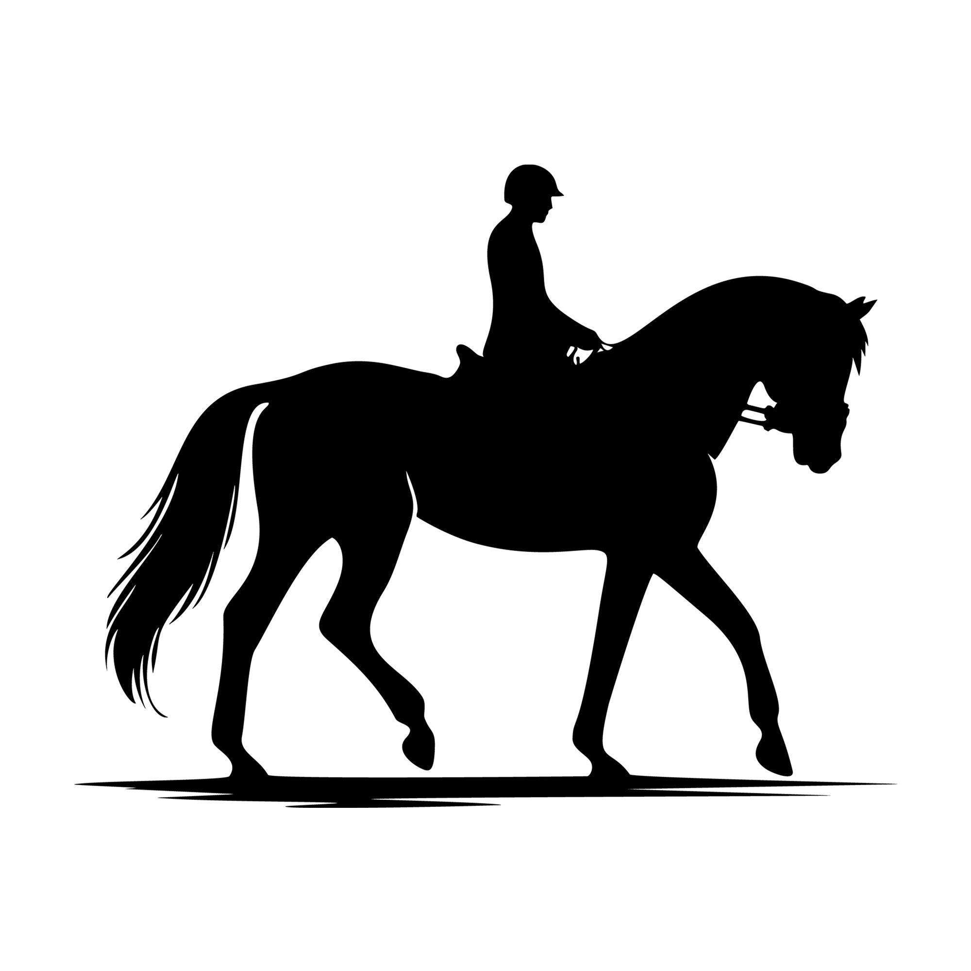 Horse with a rider silhouette SVG design for Cricut, Silhouette, laser cutting, vinyl, sublimation, and craft projects.