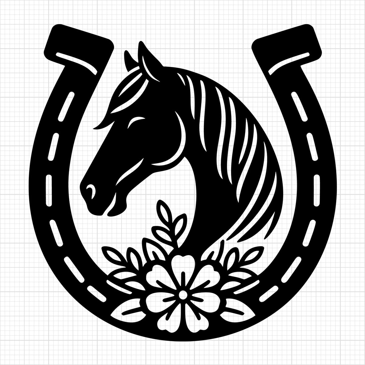Horse Floral Horseshoe