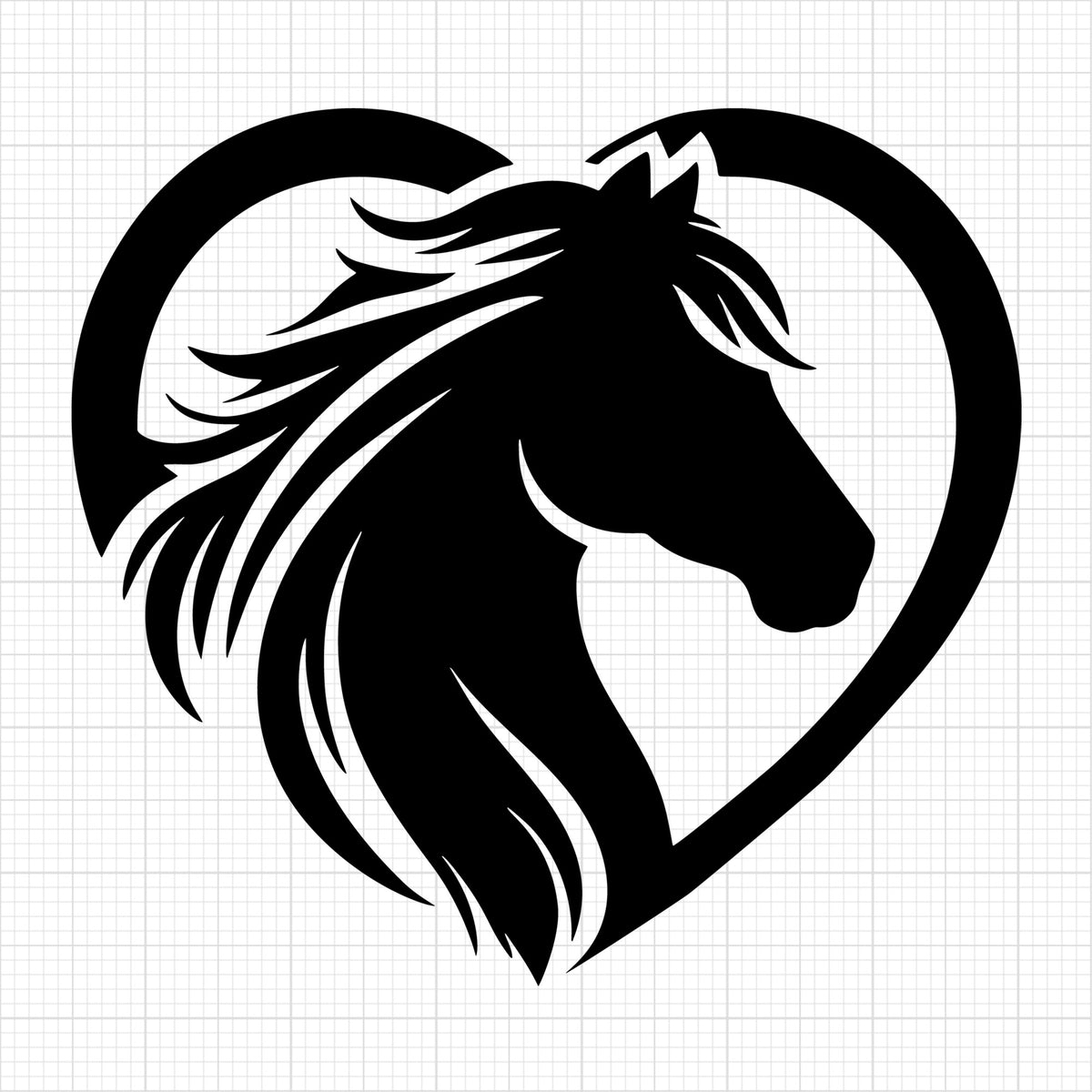 Horse Heart Shape Flowing Mane