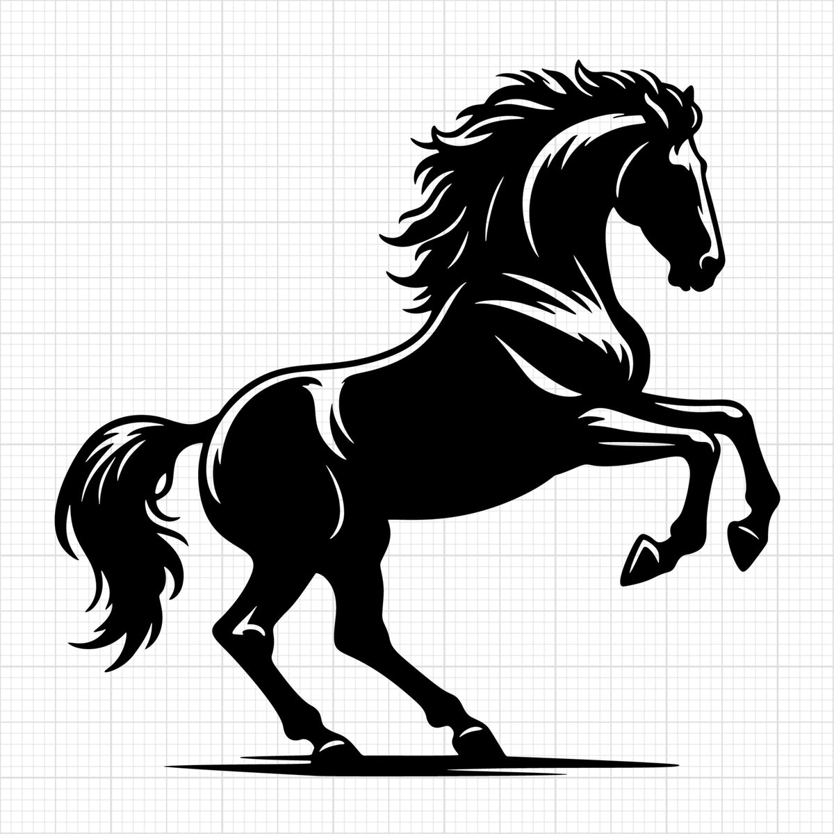 Horse bucking side view