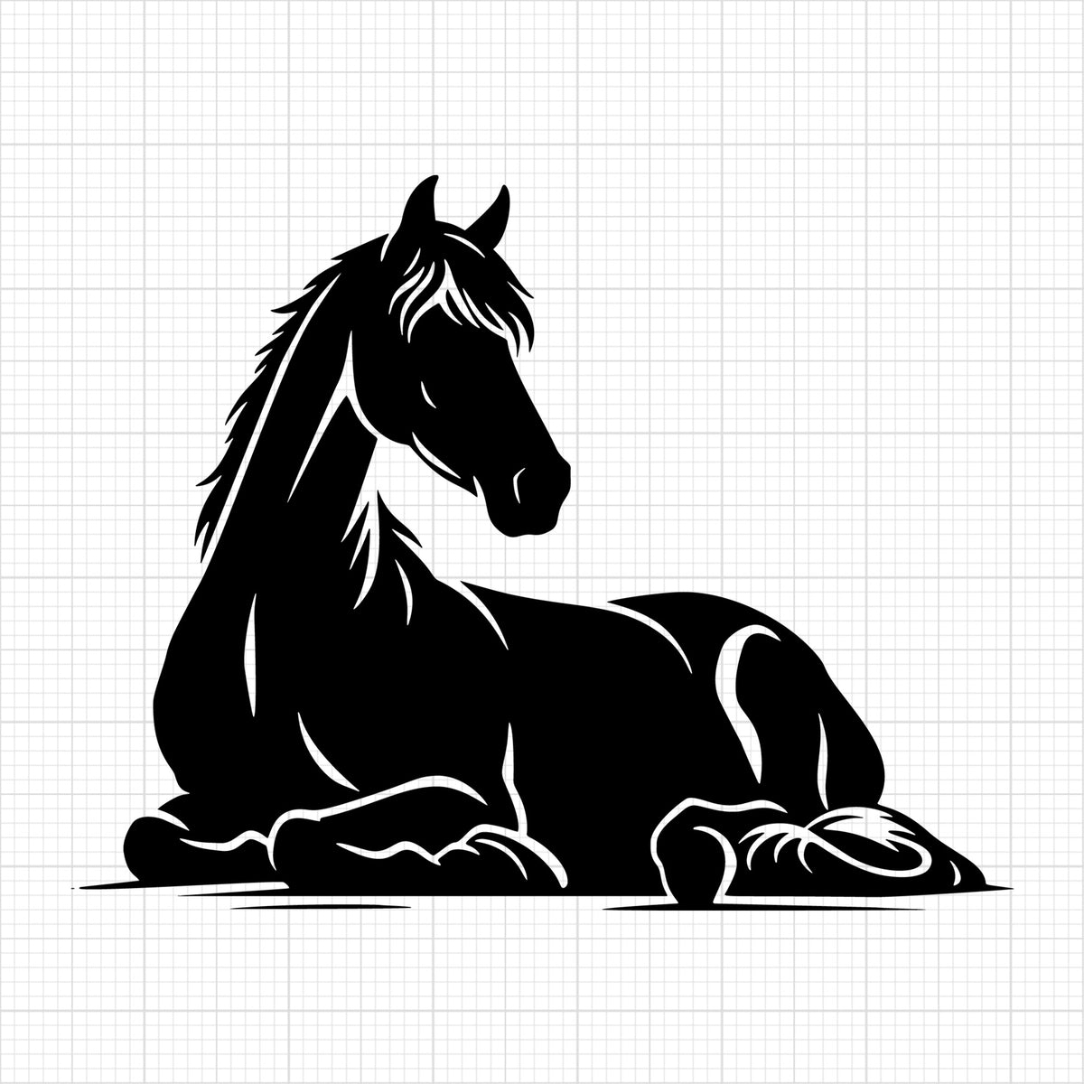 Horse lying down silhouette