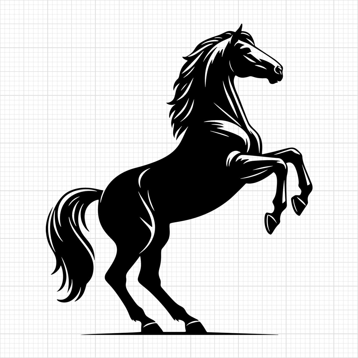 Horse rearing up side view