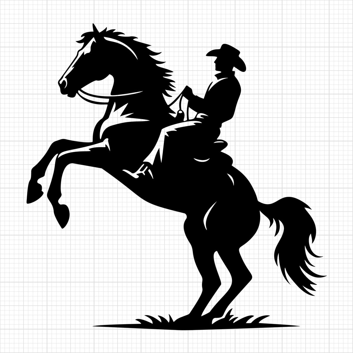 Horse rearing up with cowboy