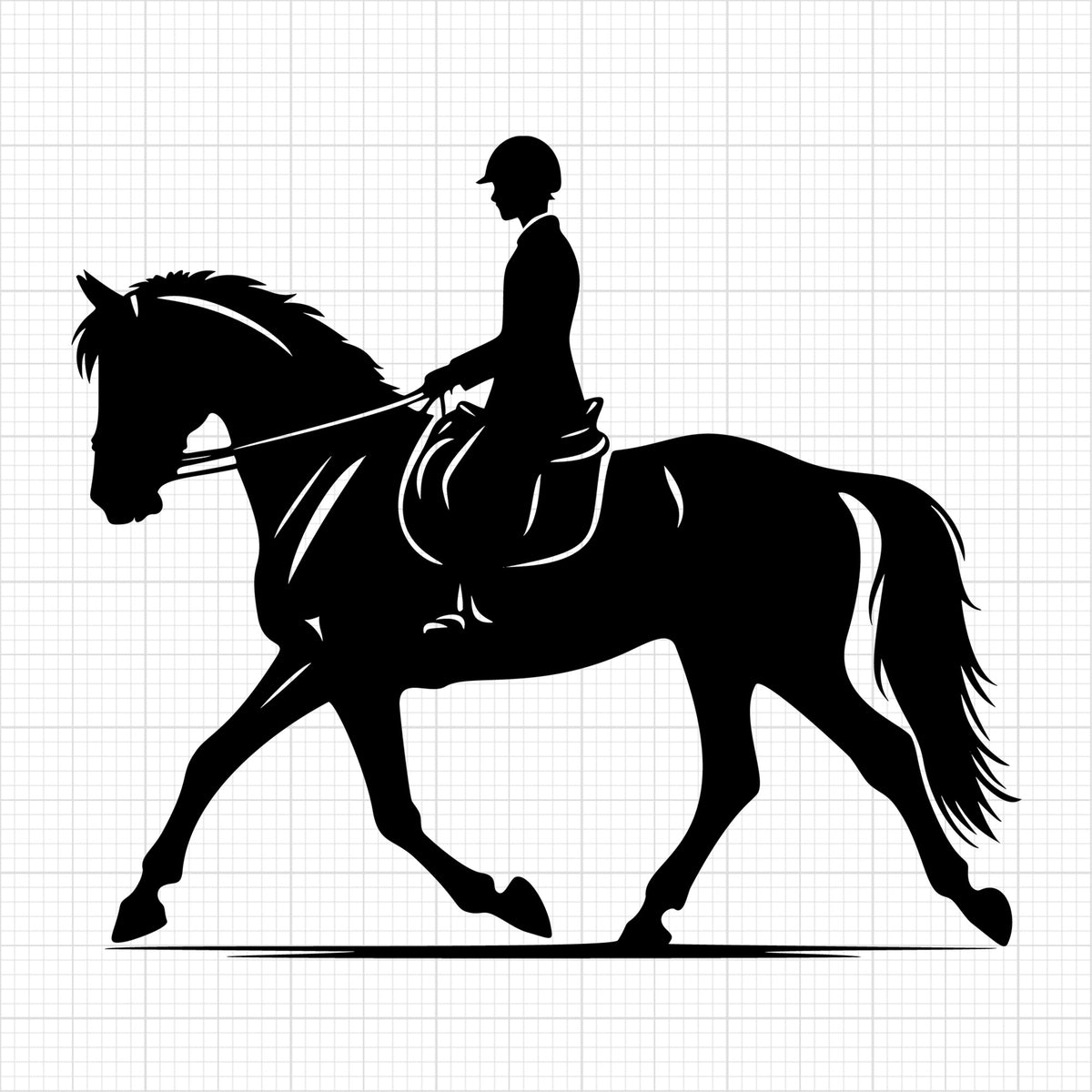 Horse with a rider side view