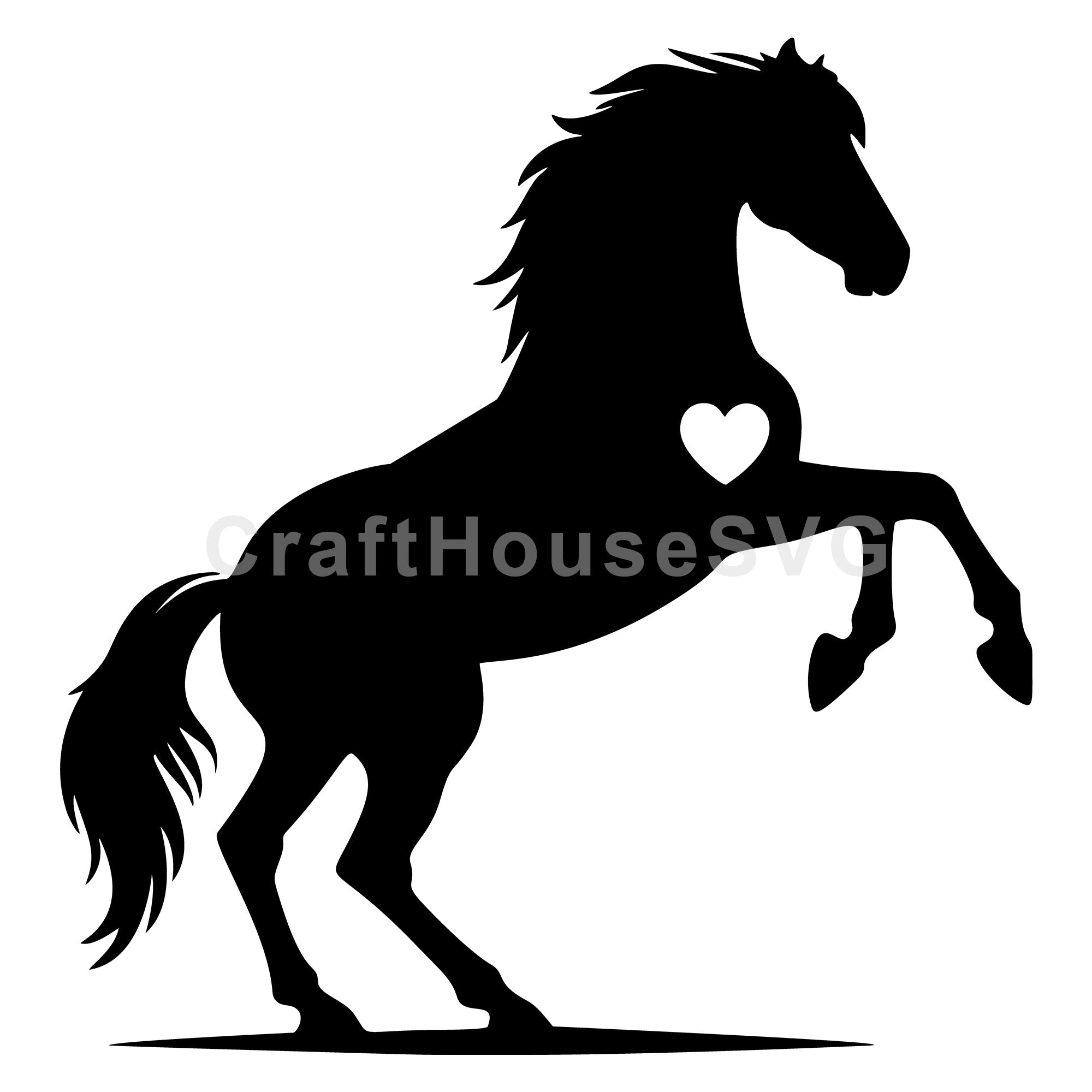 Horse bucking heart SVG