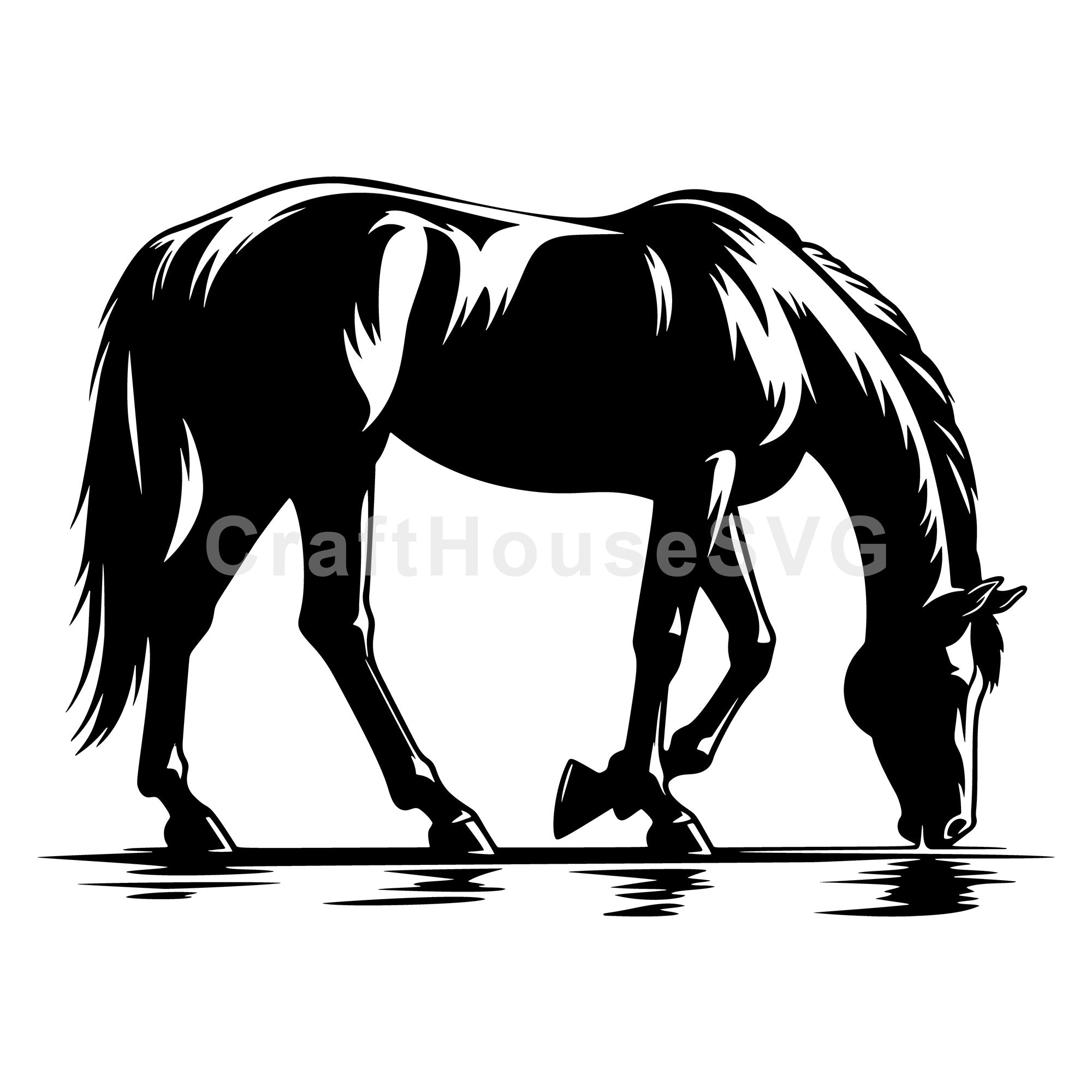 Horse drinking water silhouette SVG